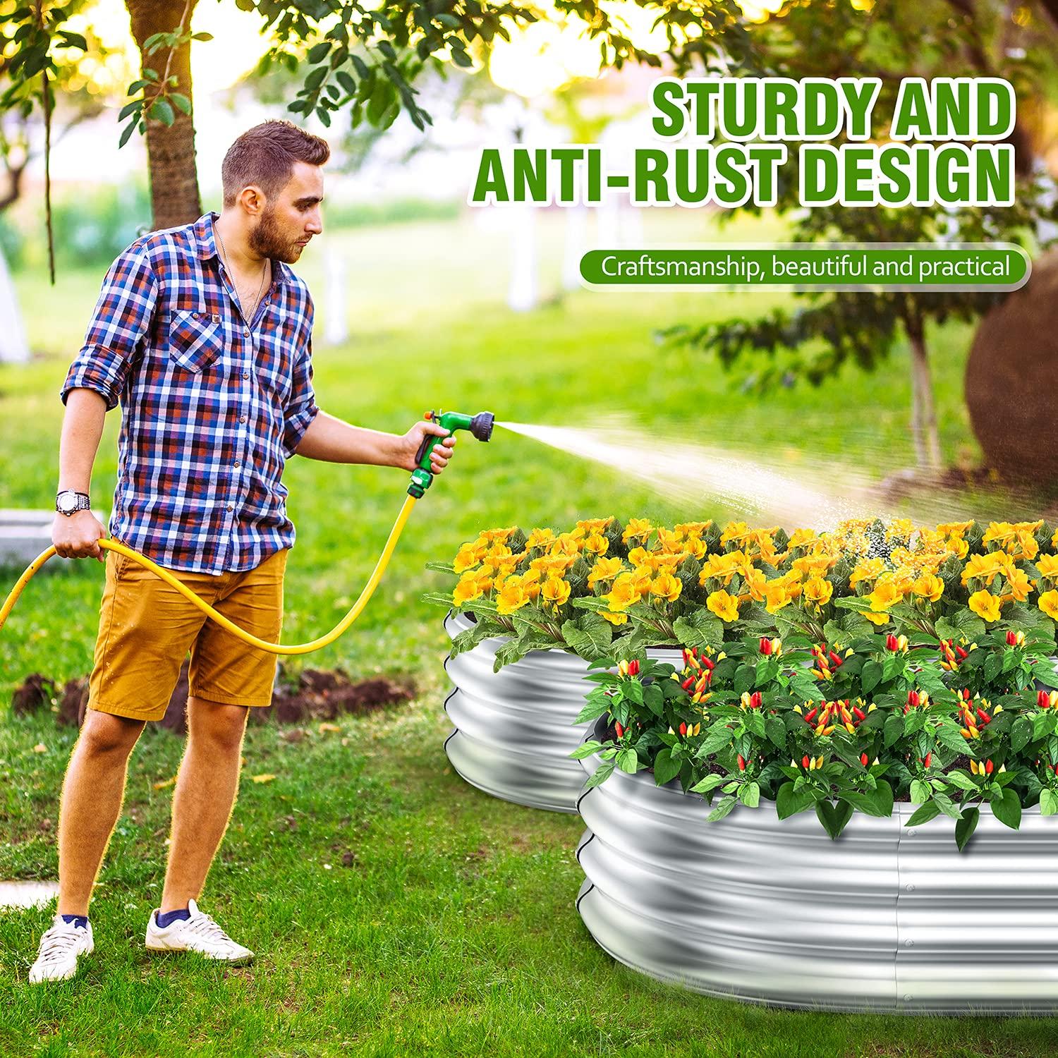 2 Pcs 9 x 3 x 1 FT Galvanized Steel Raised Garden Bed, Large Galvanized Steel Outdoor Planter Box for for Easy to DIY and Clean - Raised Garden Beds Outdoor for backyards, terraces and Balconies