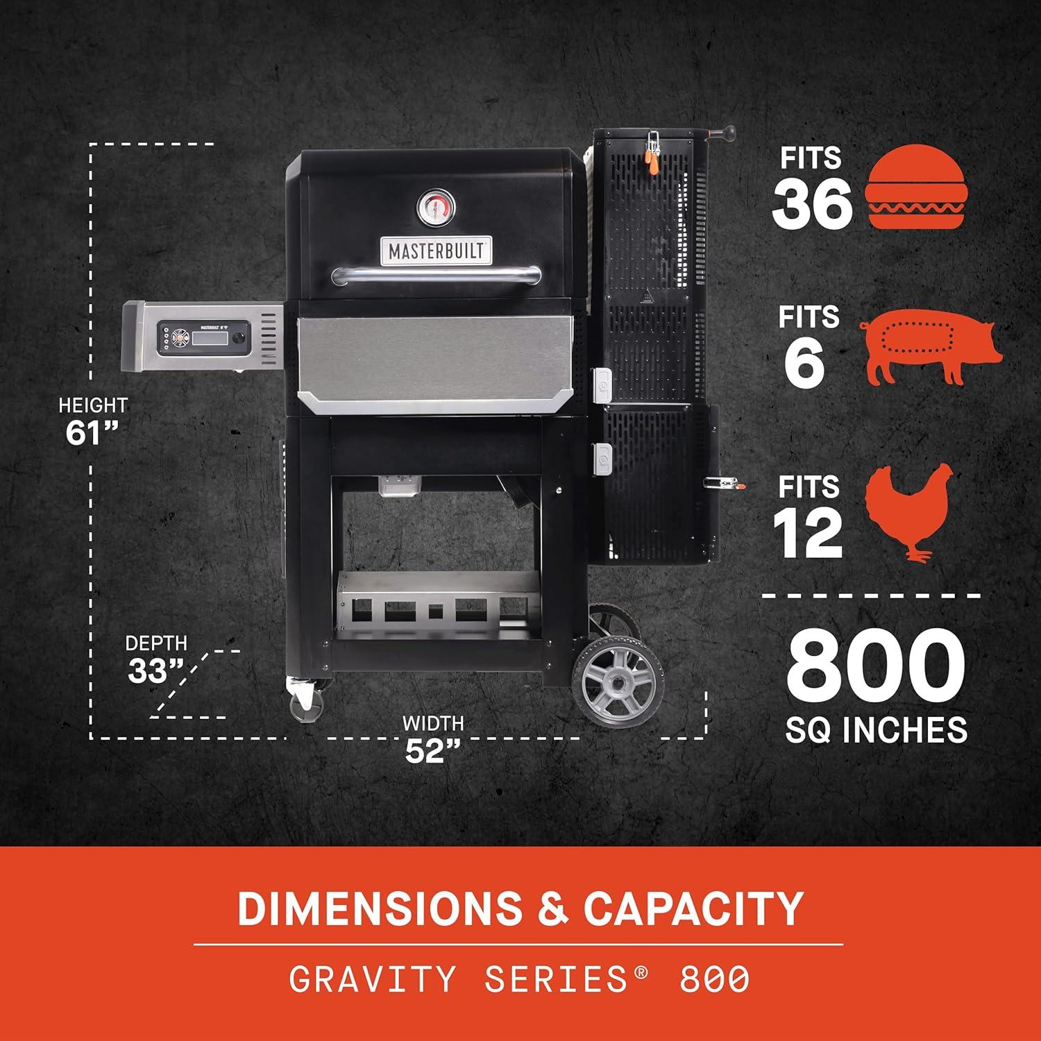 Masterbuilt Gravity Series 800 Digital Barrel Charcoal Grill with Smoker