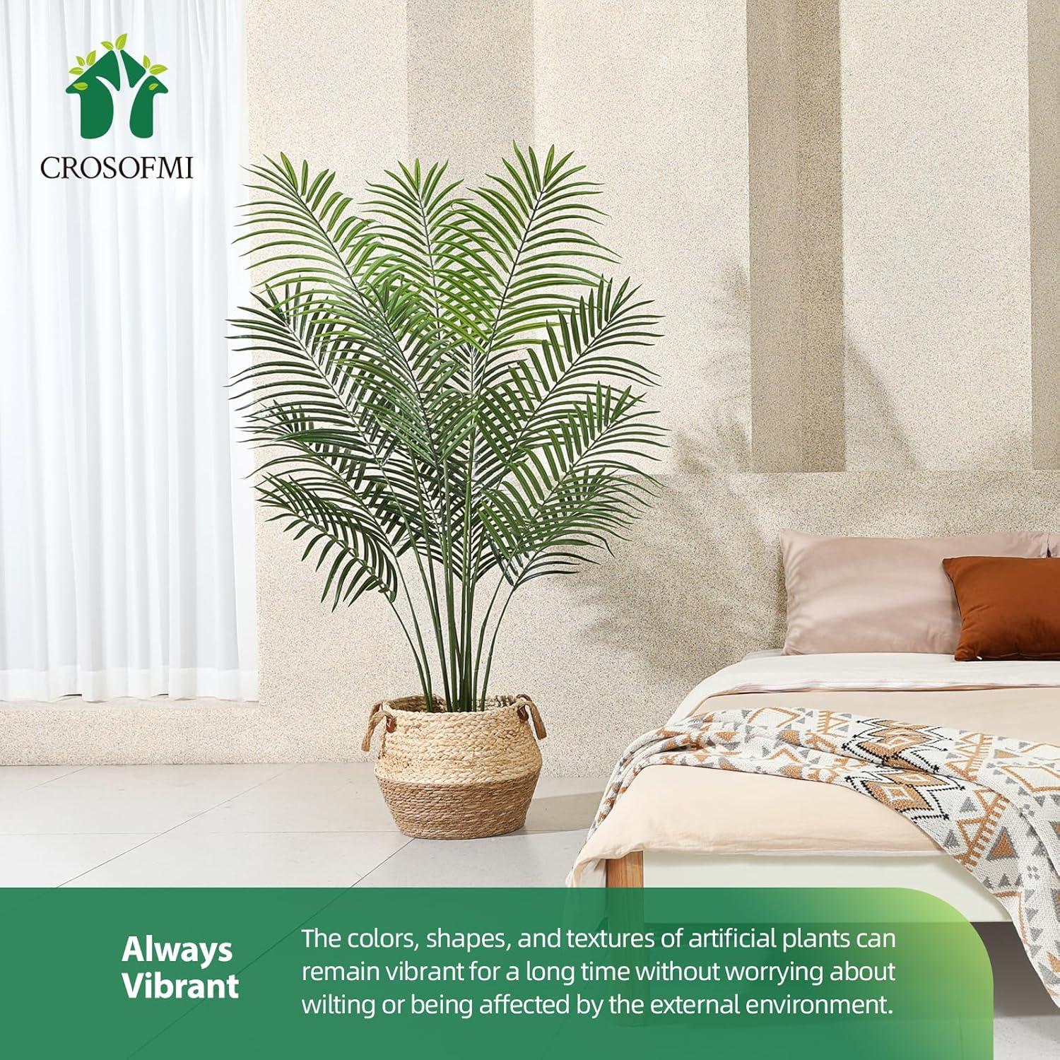 Artificial Areca Palm Plant 5Ft Fake Tropical Palm Tree, Perfect Faux Dypsis Lutescens Plants in Pot for Indoor Outdoor House Home Office Garden Modern Decoration Housewarming Gift,1Pcs