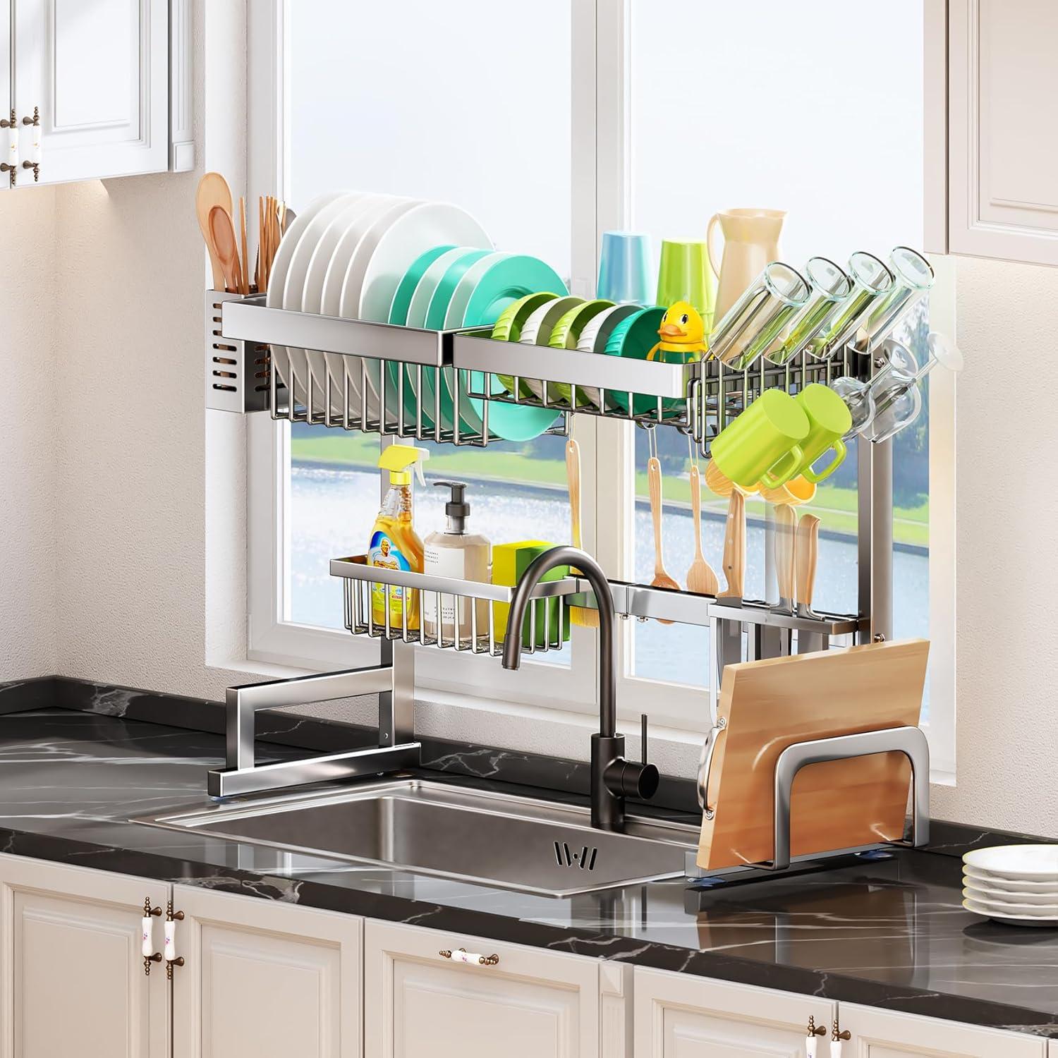 Adjustable Stainless Steel Over Sink Dish Drying Rack