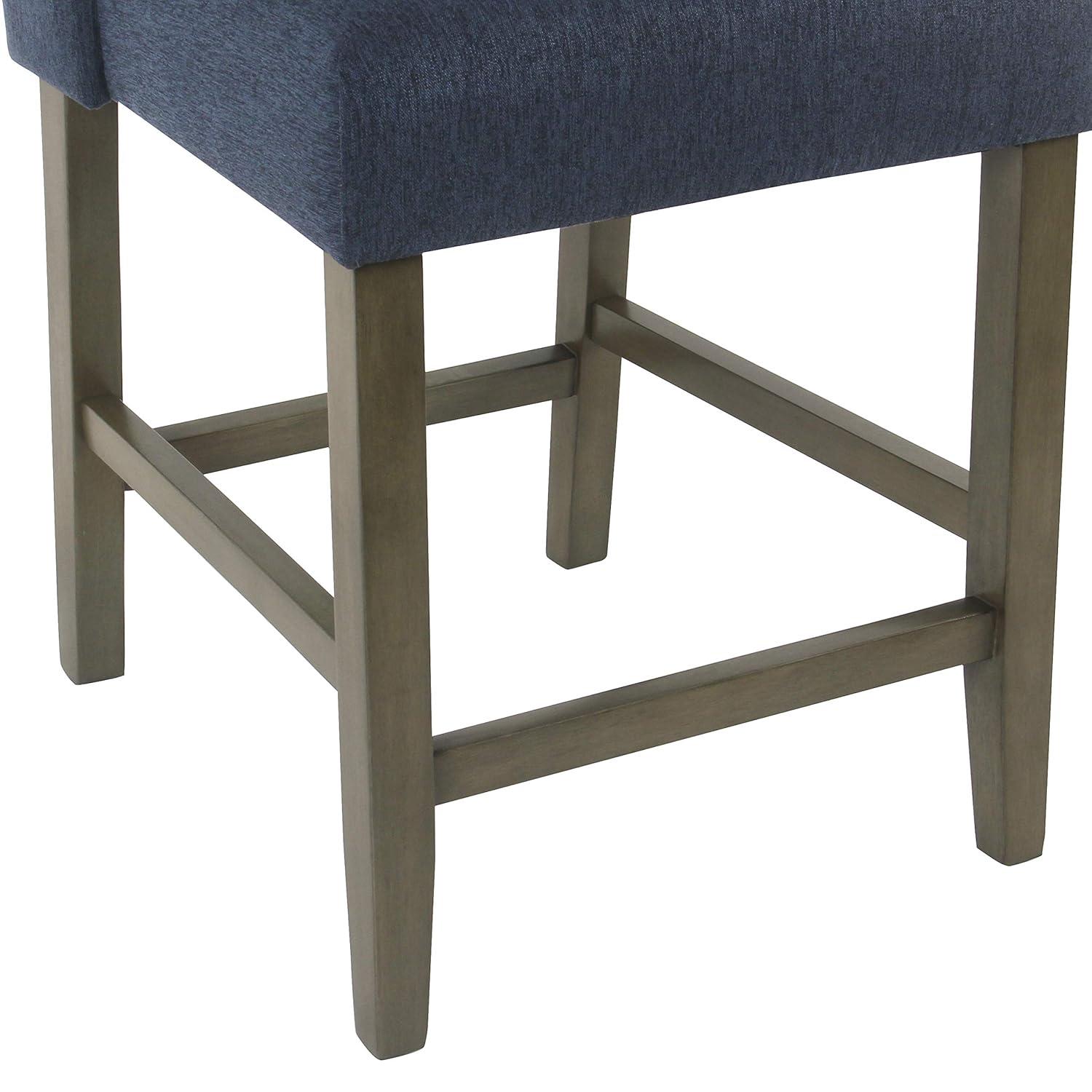 24" Curved Top Counter Height Barstool Safari Taupe - HomePop: Kitchen Seating with Back, Wood Legs