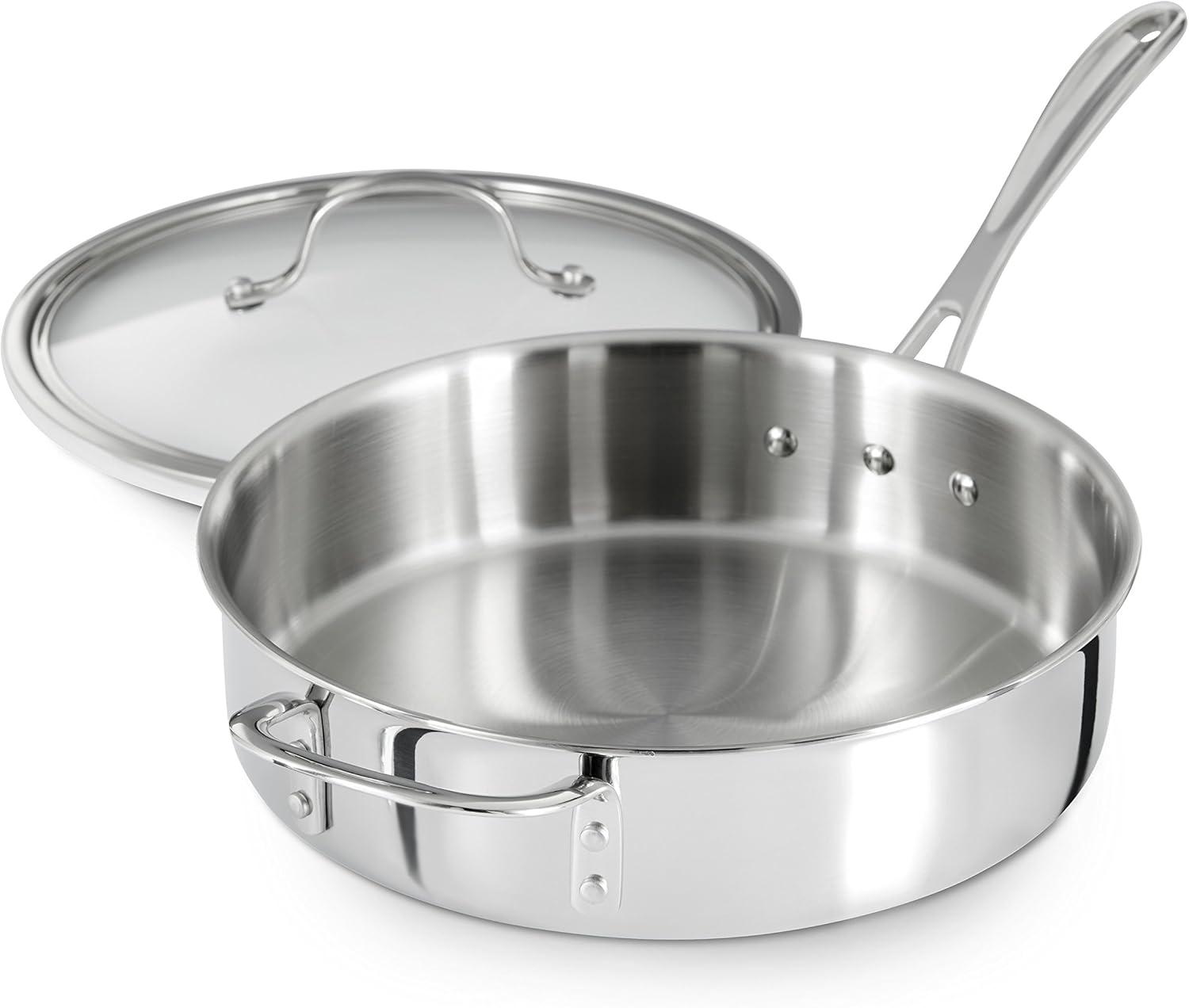 Tri-Ply Stainless Steel 3-Quart Non-Stick Saute Pan