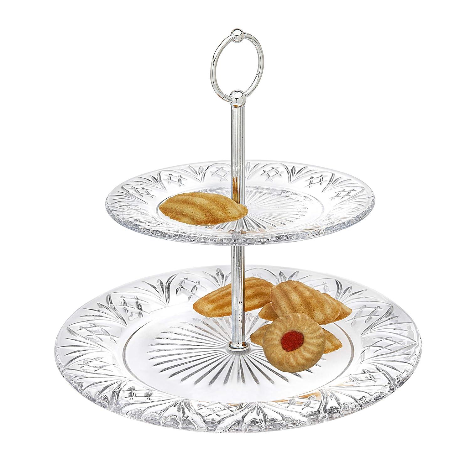 Godinger Silver Art Co Dublin Crystal 2 Tiered Serving Stand