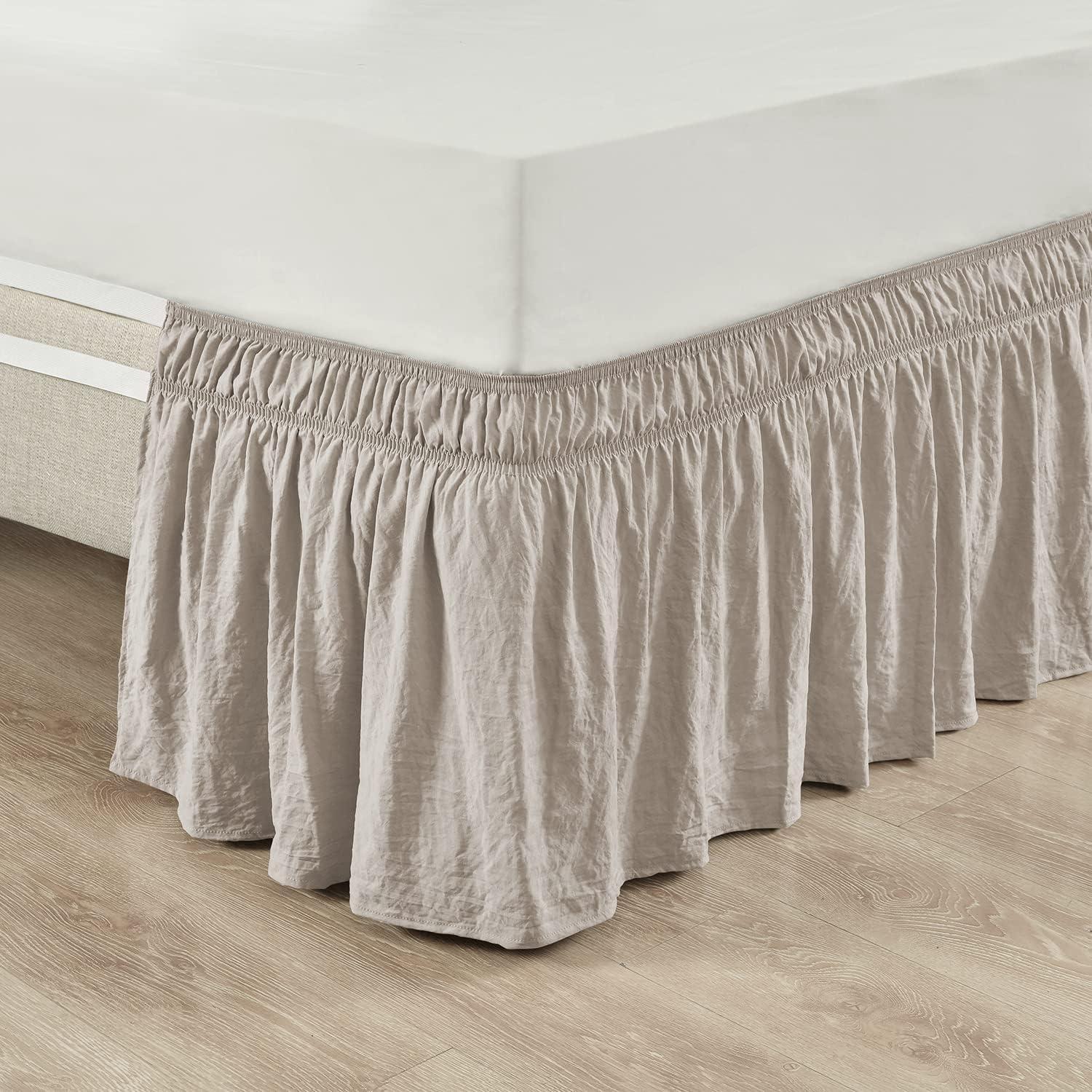 Ruched Ruffle Elastic Easy Wrap Around Bedskirt - Lush Décor