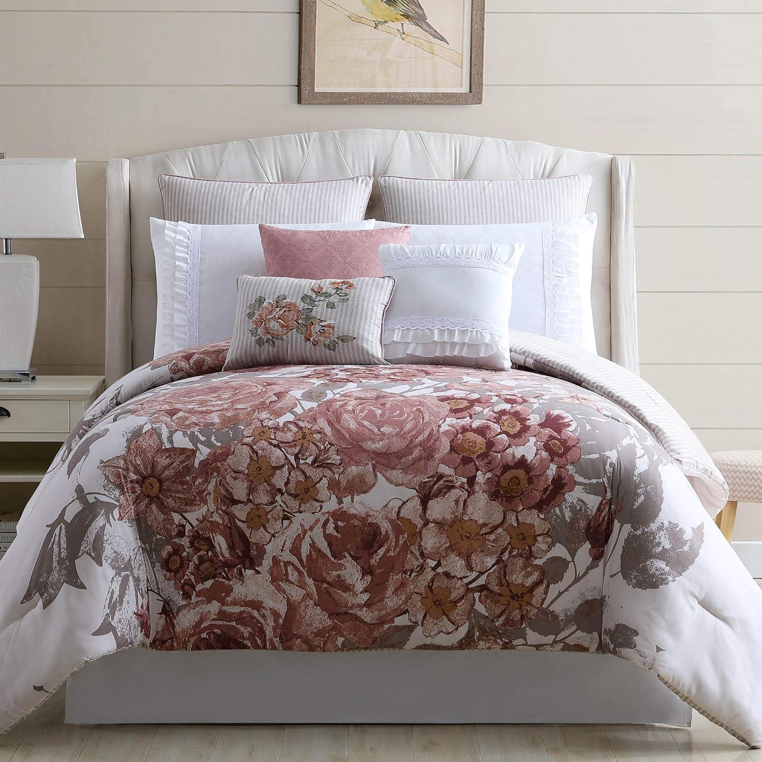 Modern Threads Rose Farmhouse 8-Piece Embellished Comforter Set