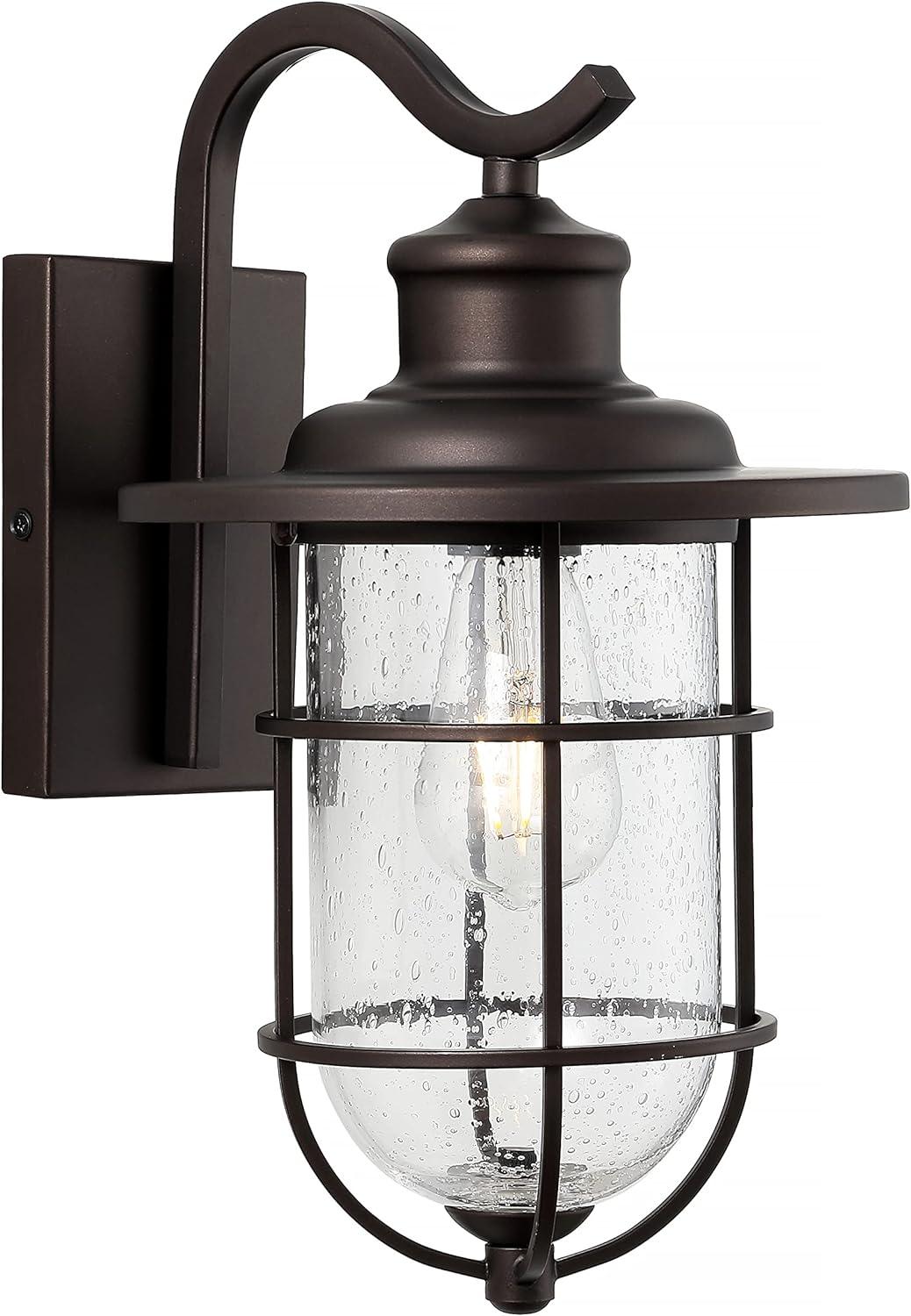 Westfield 10.5" Black Iron and Seeded Glass Outdoor Lantern