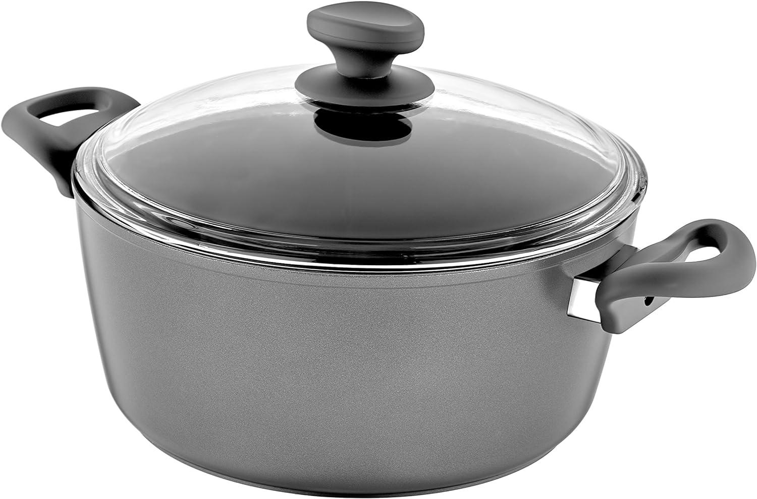 Titanium Nonstick 6-Quart Aluminum Stock Pot with Glass Lid