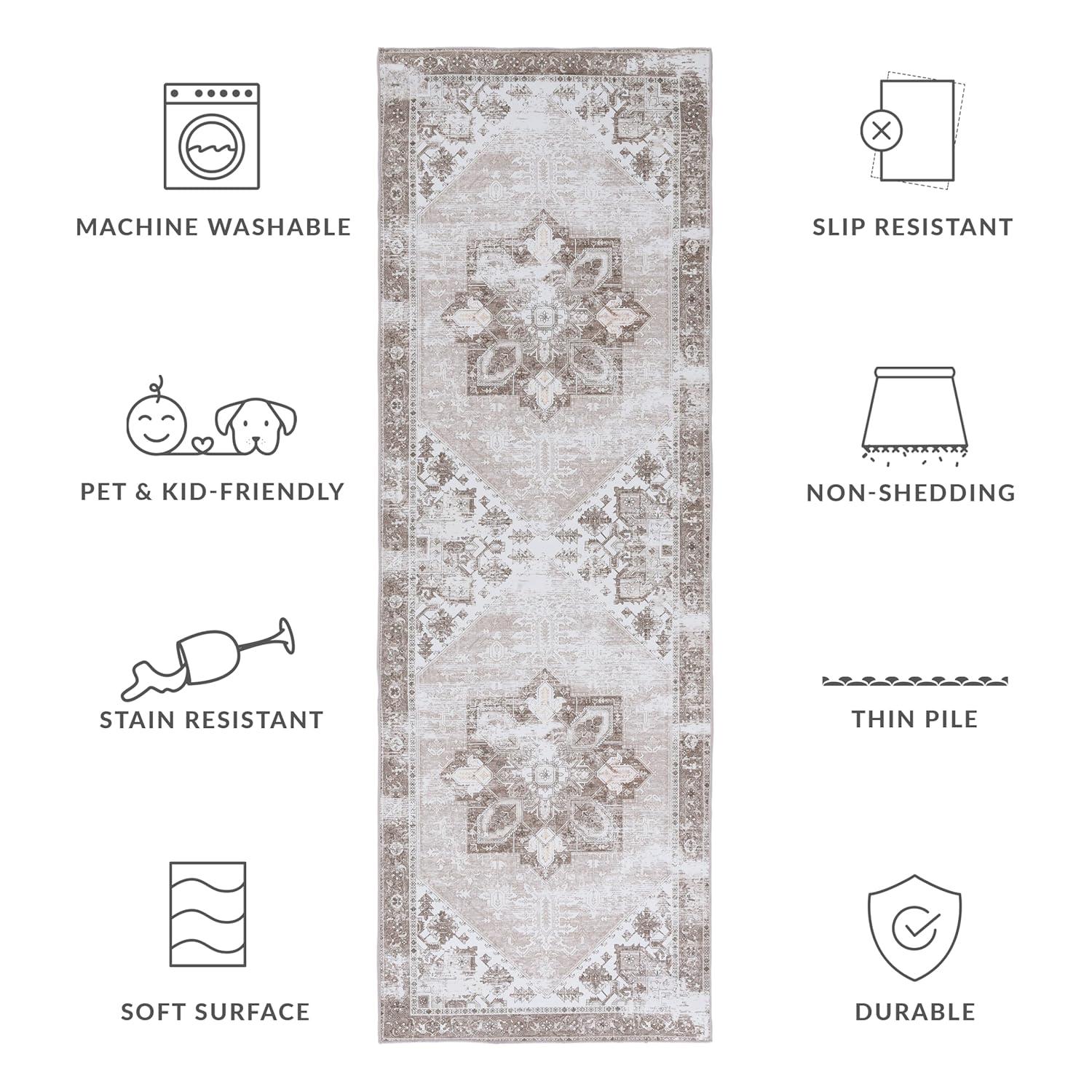 Tucson TSN102 Power Loomed Machine Washable Runner Rug - Sage/Ivory - 2'6"x6' - Safavieh.