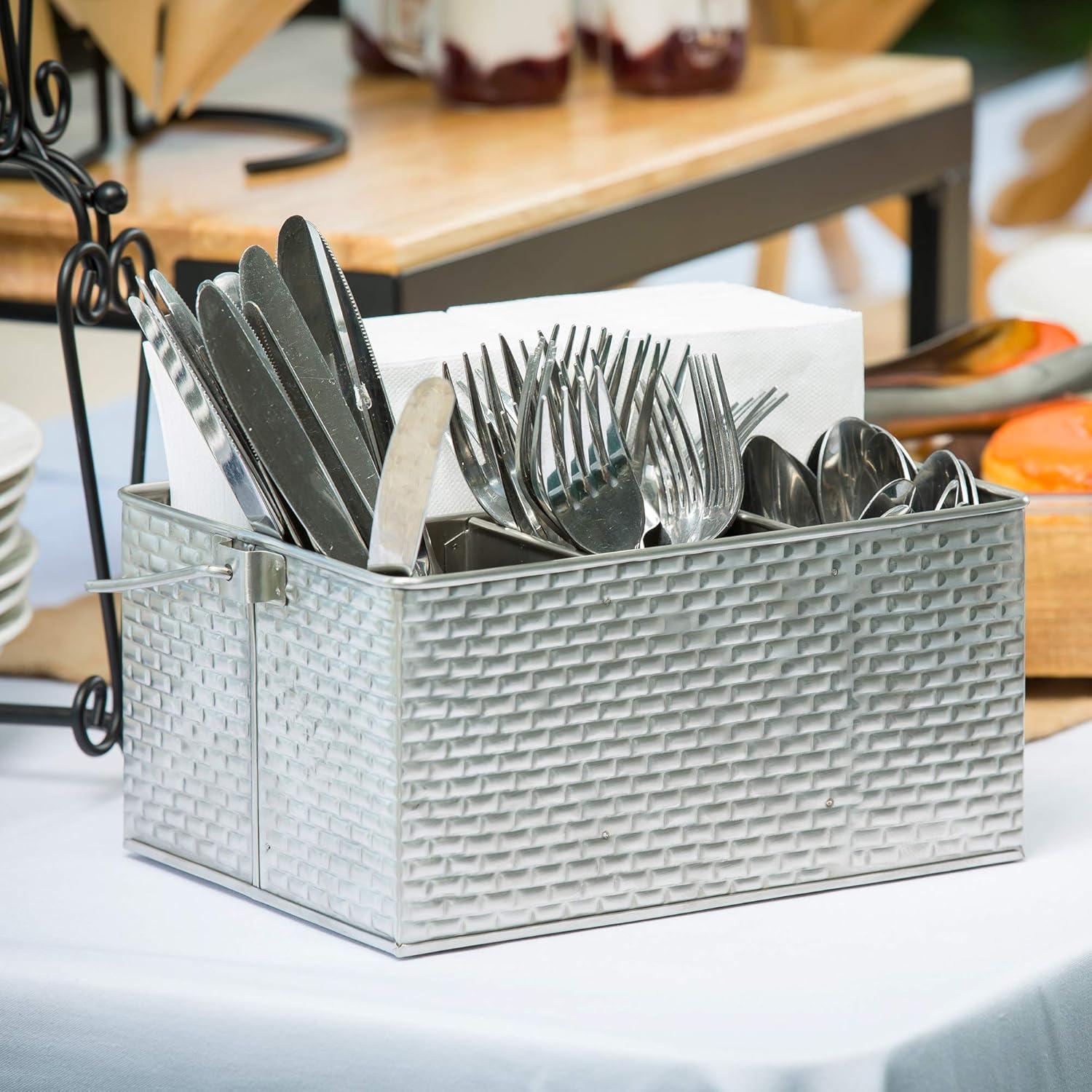 Tablecraft Brickhouse Collection Flatware/Utensil Caddy with Handle, 10¬æ x 8¬Ω x 4¬æ"