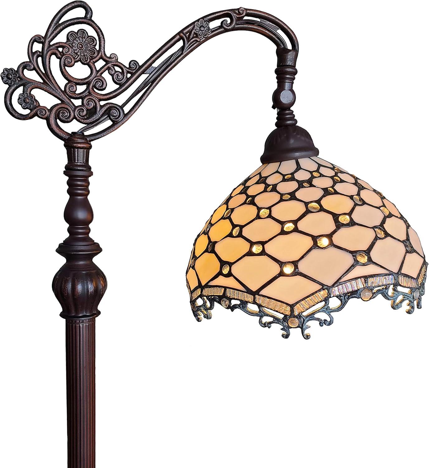 Amora Lighting Tiffany Style Jeweled Reading Floor Lamp 62" High