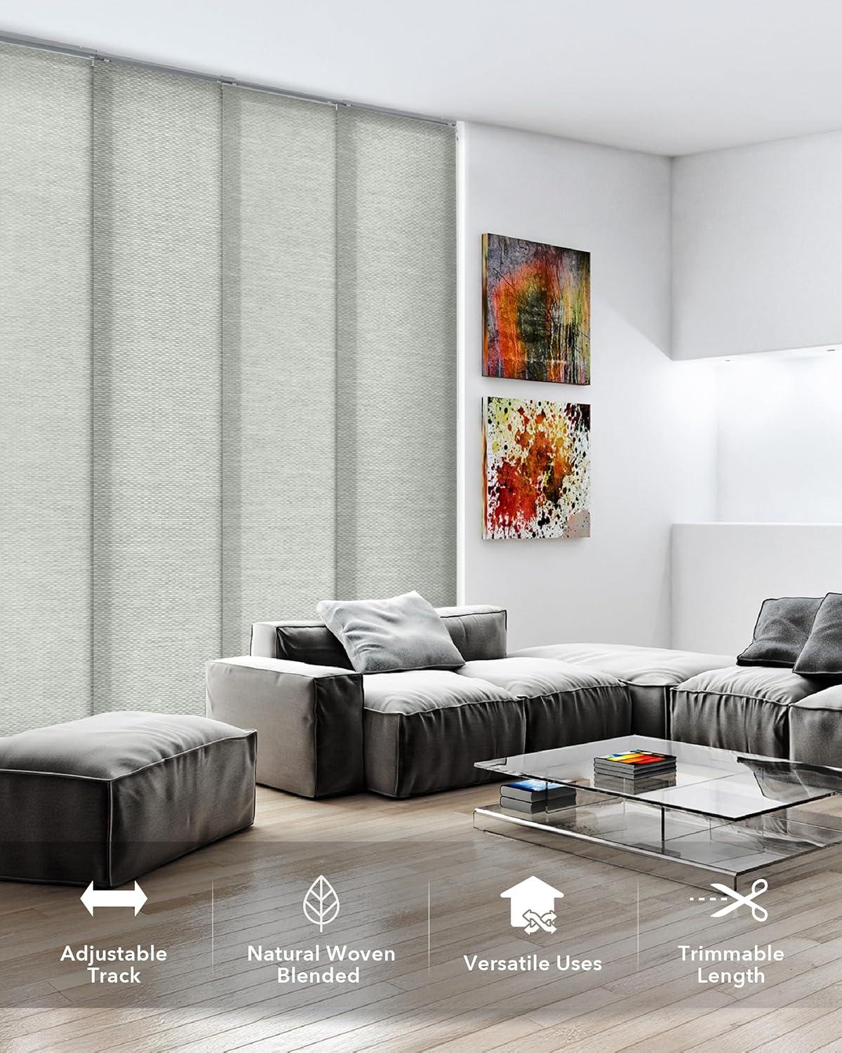 GoDear Design Adjustable Sliding Panel Track Blind 45.8"- 86" W x 96" H, Vertical Blinds, Semi-sheer, Moonstone