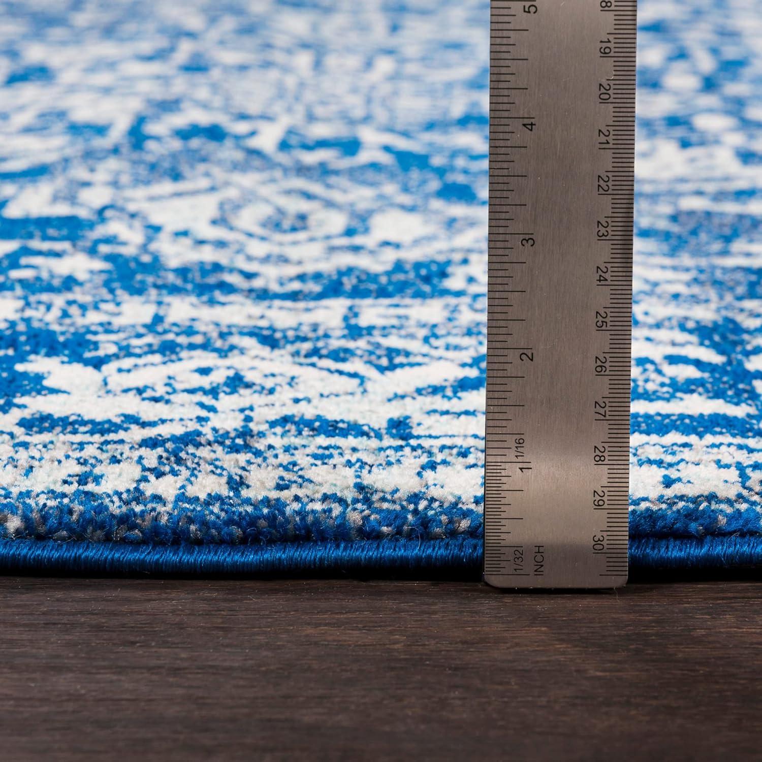 Livabliss 7'10"x10'3" Worsham Traditional Rug Dark Blue: Stain & Fade-Resistant, Medium Pile, Indoor Use