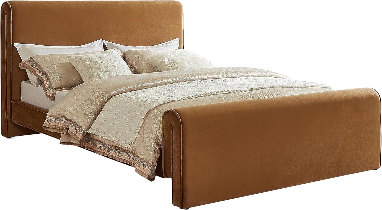 Meridian Furniture Sloan Saddle Velvet Queen Bed