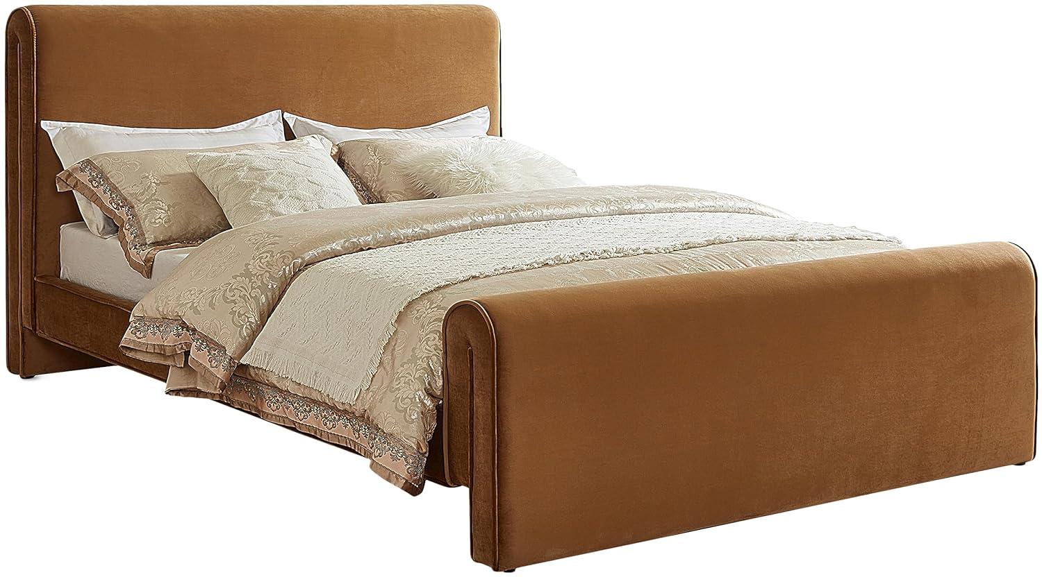 Meridian Furniture Sloan Saddle Velvet Queen Bed