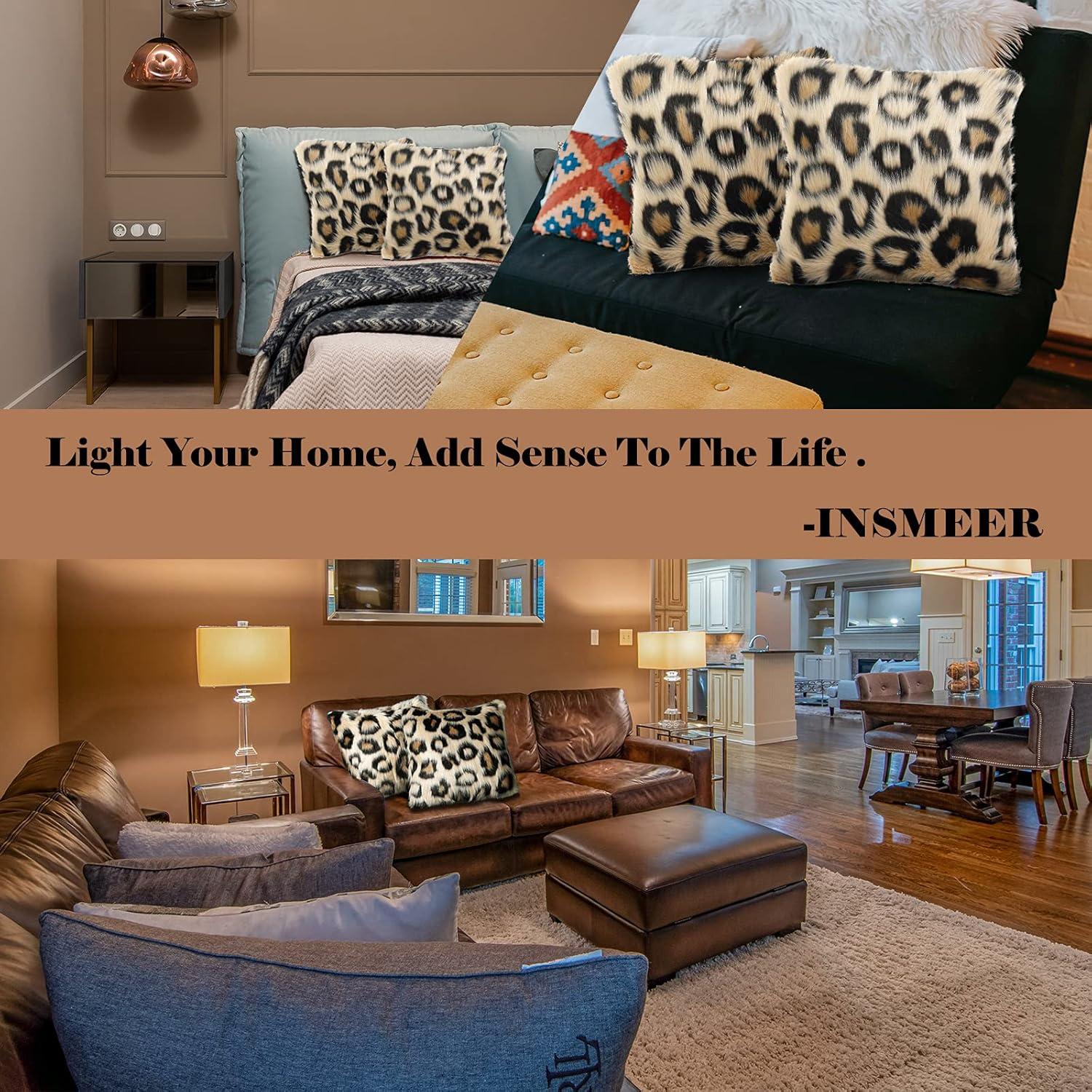 INSMEER 1PC True Leopard Print Pillow Case Decorative Faux Fur Leopard Pillow Covers Plush Shaggy Cheetah Pillow Cases for Bedroom Couch Sofa 18x18inch