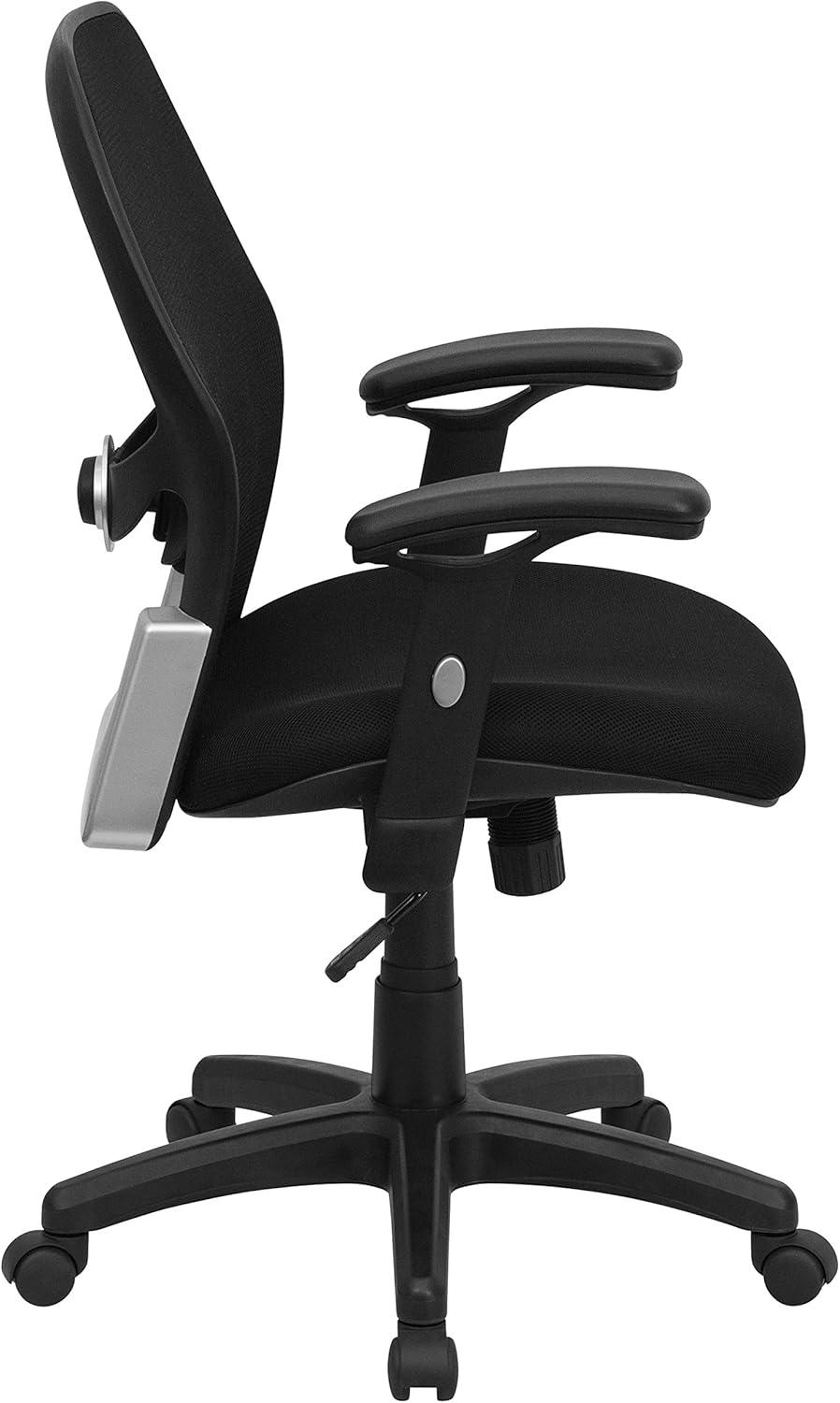 Mid-Back Black Super Mesh Executive Swivel Office Chair with Mesh Padded Seat - Belnick