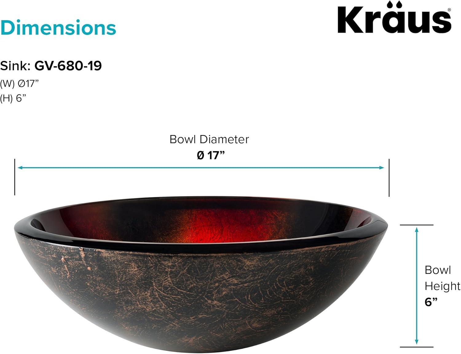 Copper Glass Circular Vessel Bathroom Sink