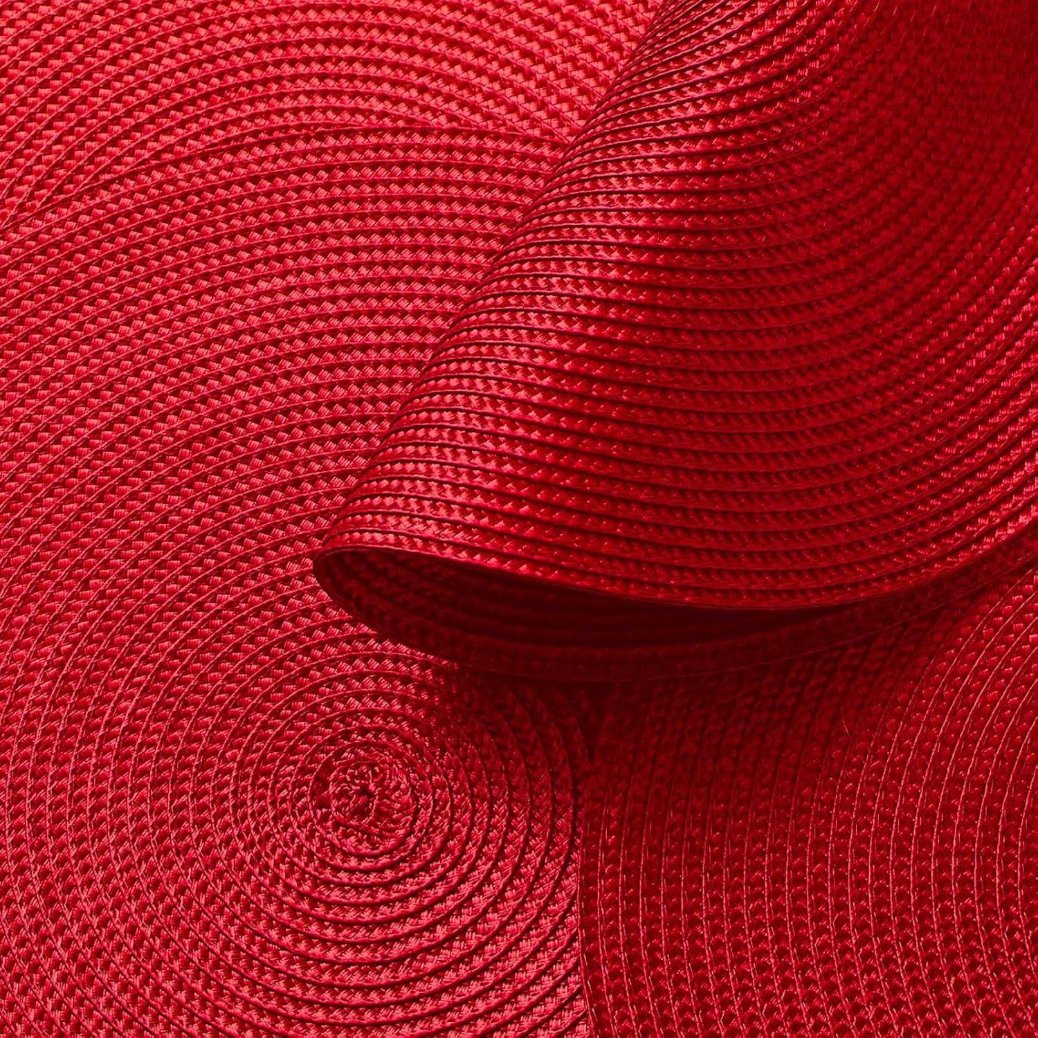 Red 15" Round Cotton Braided Placemats, Set of 4