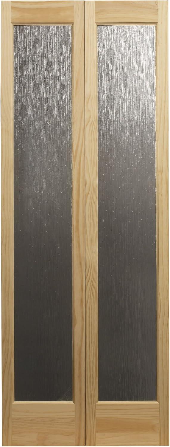 LTL Home Products Pinecroft Rain Full Glass Wood Unfinished Bi-Fold Door