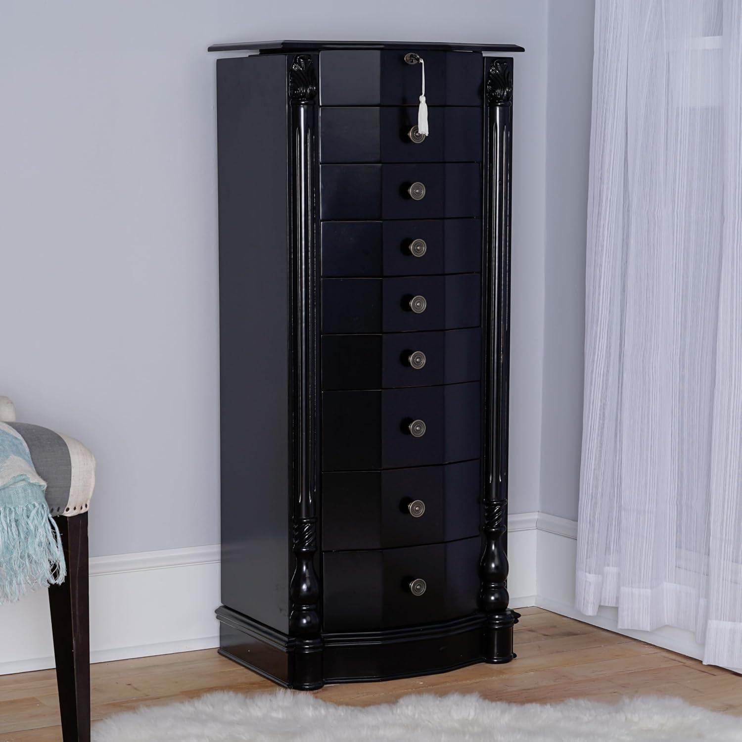 Hives and Honey Florence 8 Drawer Standing Jewelry Armoire - Rich Black