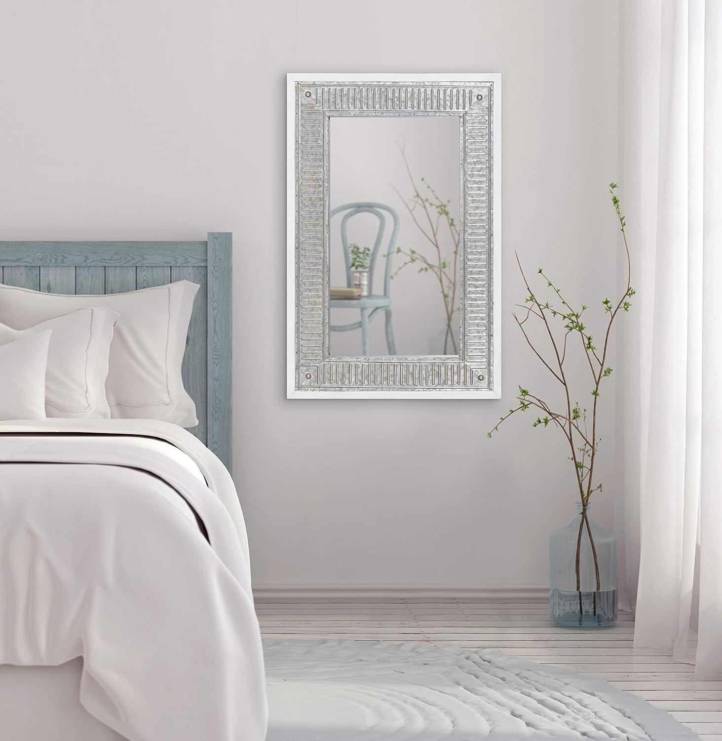 20" x 29.7" Deely Rectangle Wall Mirror White - Kate & Laurel All Things Decor: Modern Style, No Assembly, Wood Frame