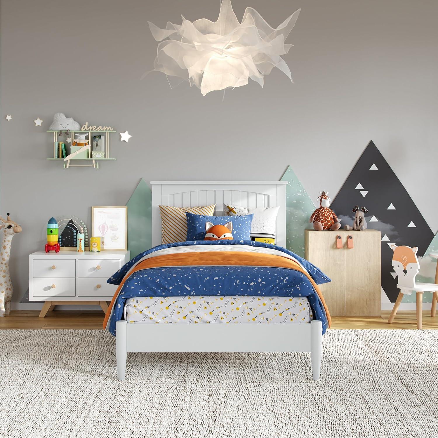 AFI Naples Queen Solid Wood Low Profile Platform Bed, White