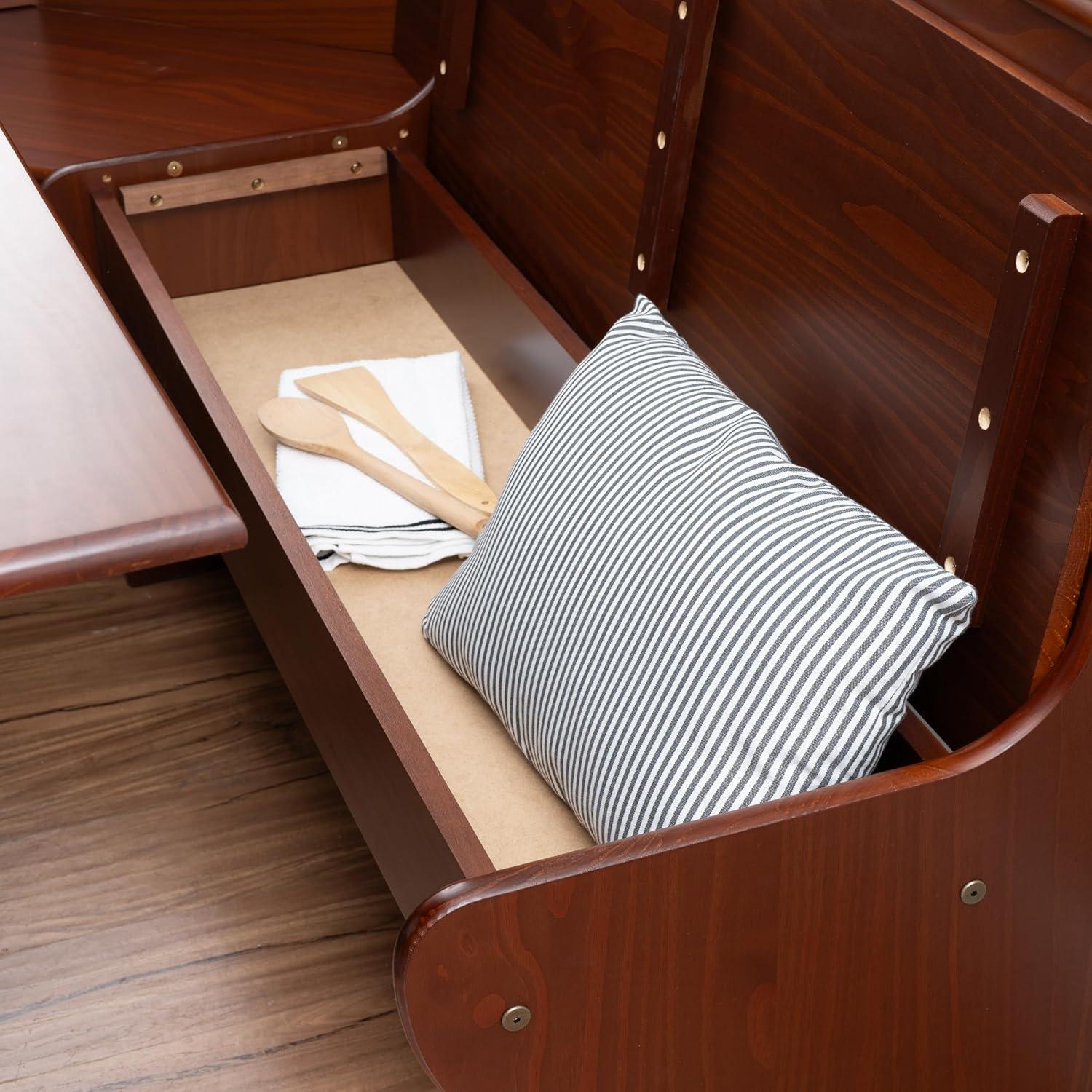 3pc Chelsea Breakfast Corner Nook Dining Table Set Walnut - Linon