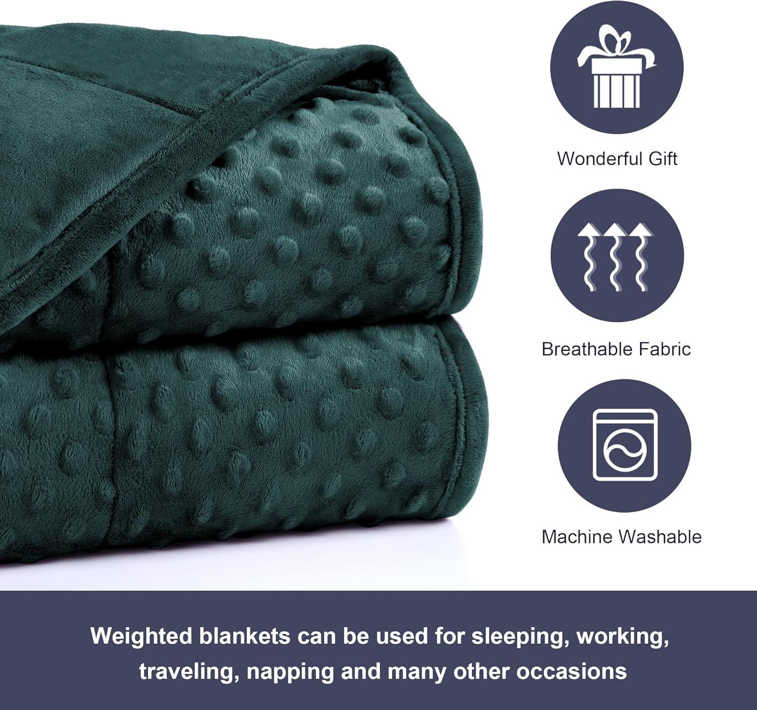 Alomidds Weighted Blanket (60"x80",20lbs Queen Size - Green), Weighted Blankets for Adults, Cooling Breathable Soft and Comfort Minky, Heavy Blanket Microfiber Material with Glass Beads