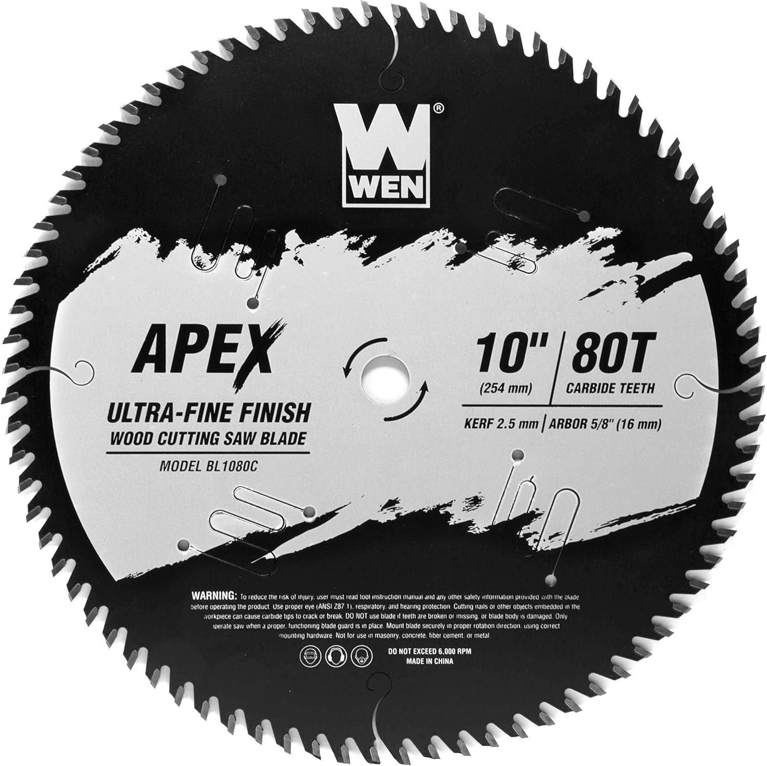 Apex 10-Inch 80-Tooth Carbide-Tipped Wood Cutting Saw Blade