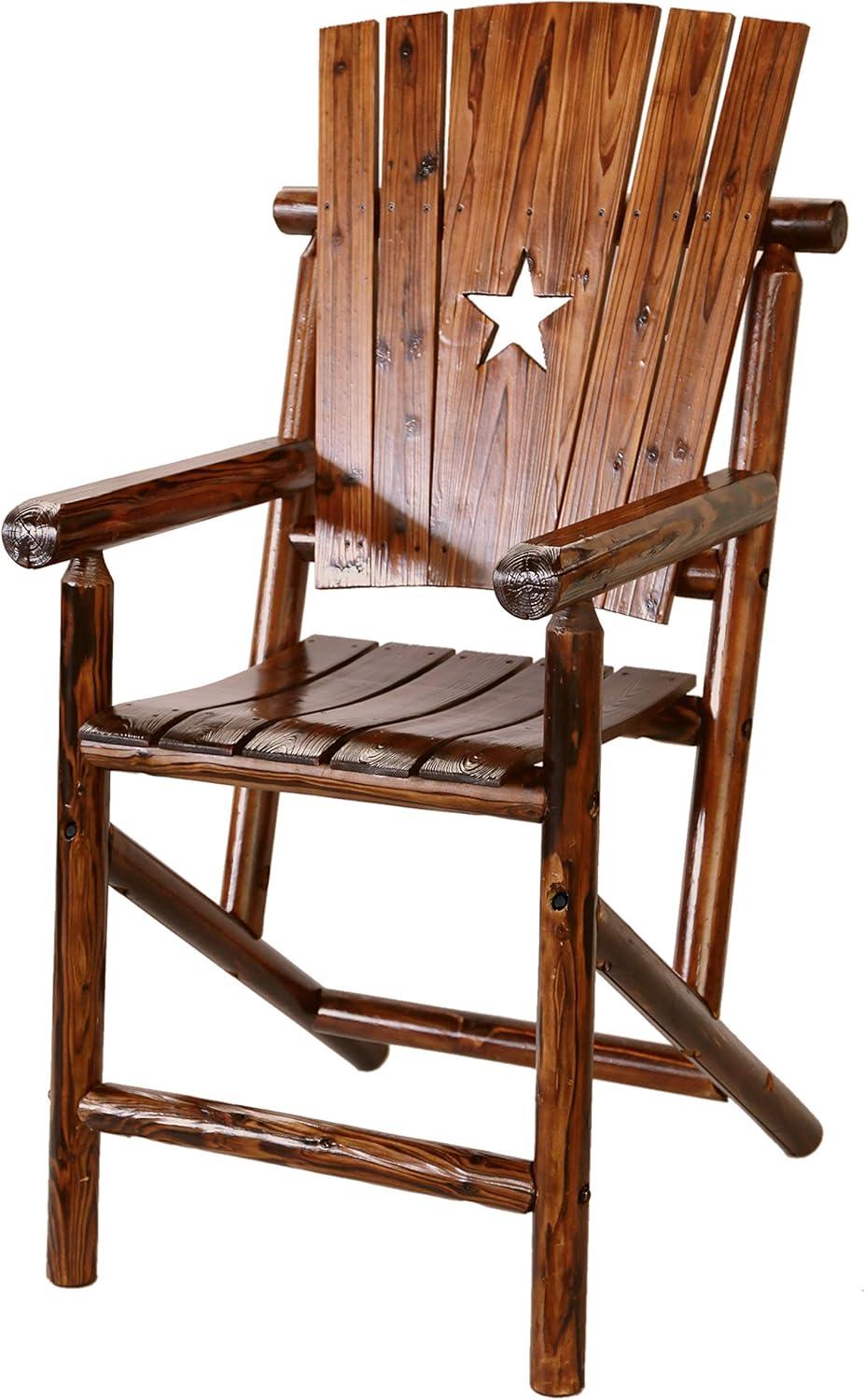 Leigh Country Char-log Outdoor Bar Height Arm Chair W/Star Brown