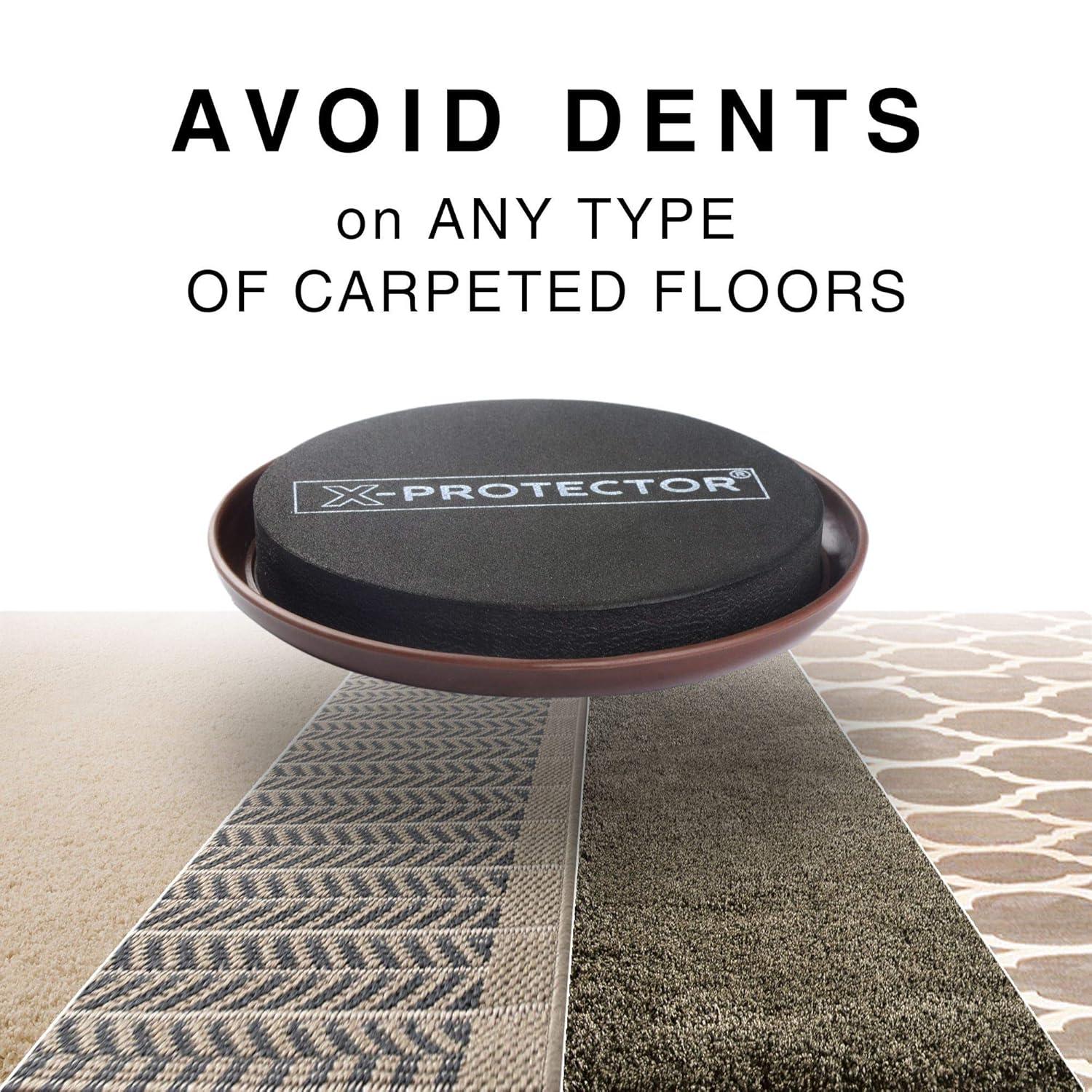 Brown Heavy Duty Non-Adhesive Furniture Sliders for Carpet