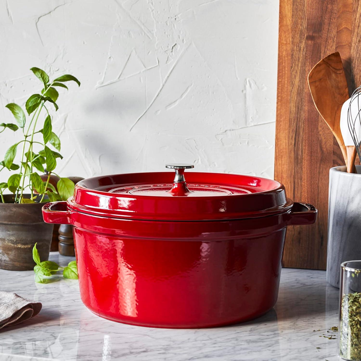 Staub Cast Iron 7-qt Round Cocotte - Cherry