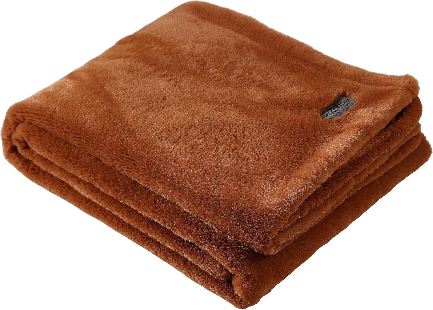 Ginger Orange Faux Fur Reversible Throw Blanket 50" x 60"