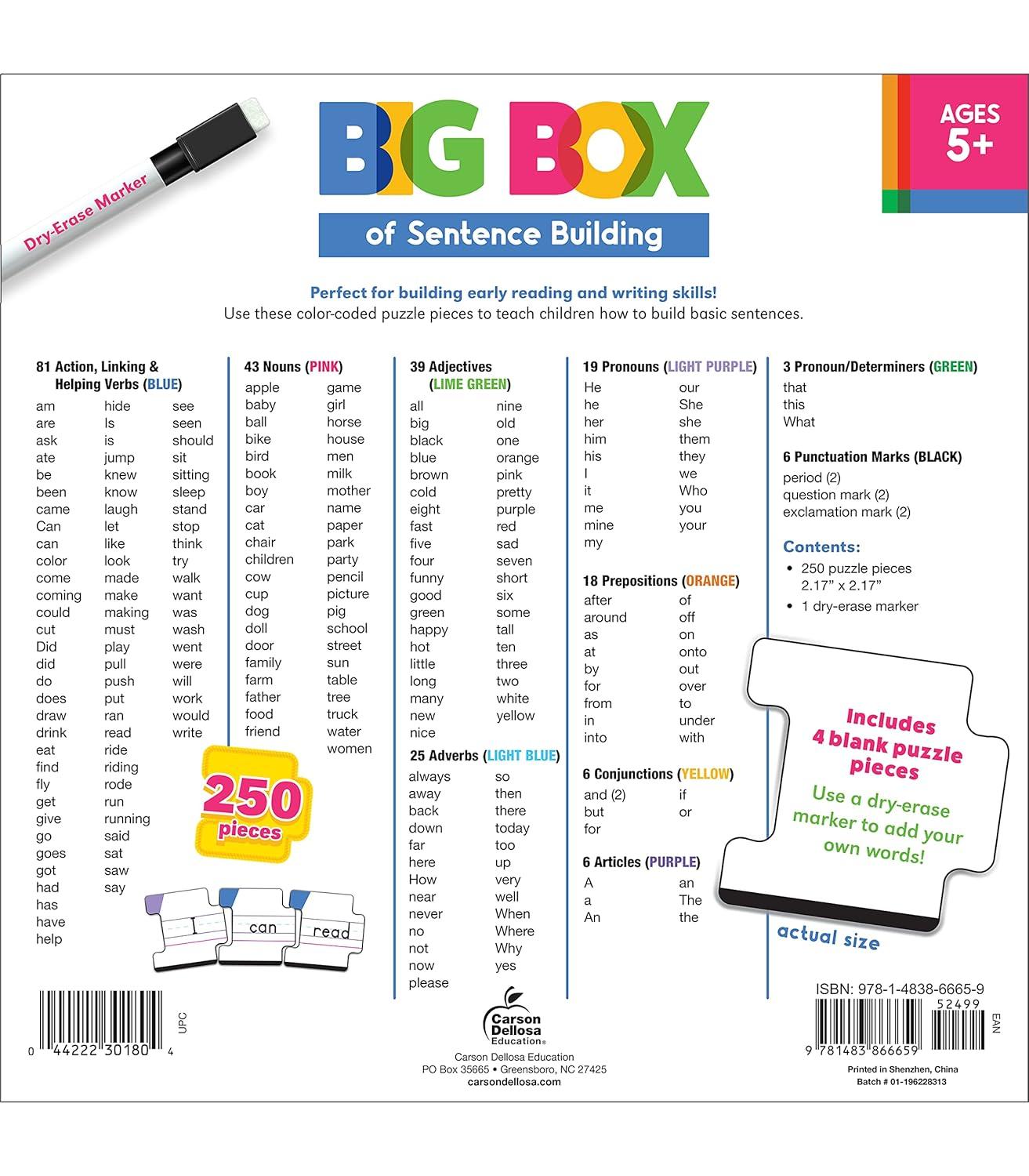 Carson Dellosa Big Box of Sentence Building Puzzle (250 pieces) Grade K-3