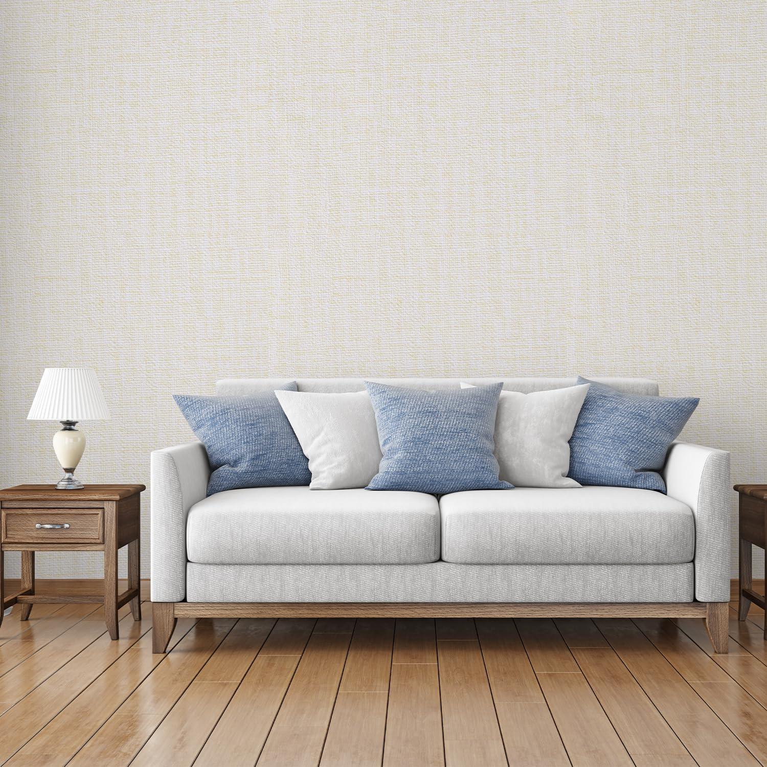 Yancorp 32.8ft Cream Textured Fabric Wallpaper Faux Grasscloth Beige Peel and Stick Wallpaper Self-Adhesive Wallpaper Linen Removable Wallpaper Cabinets Counter Top Liners, 15.7" X 394" Cream 15.7"x394"