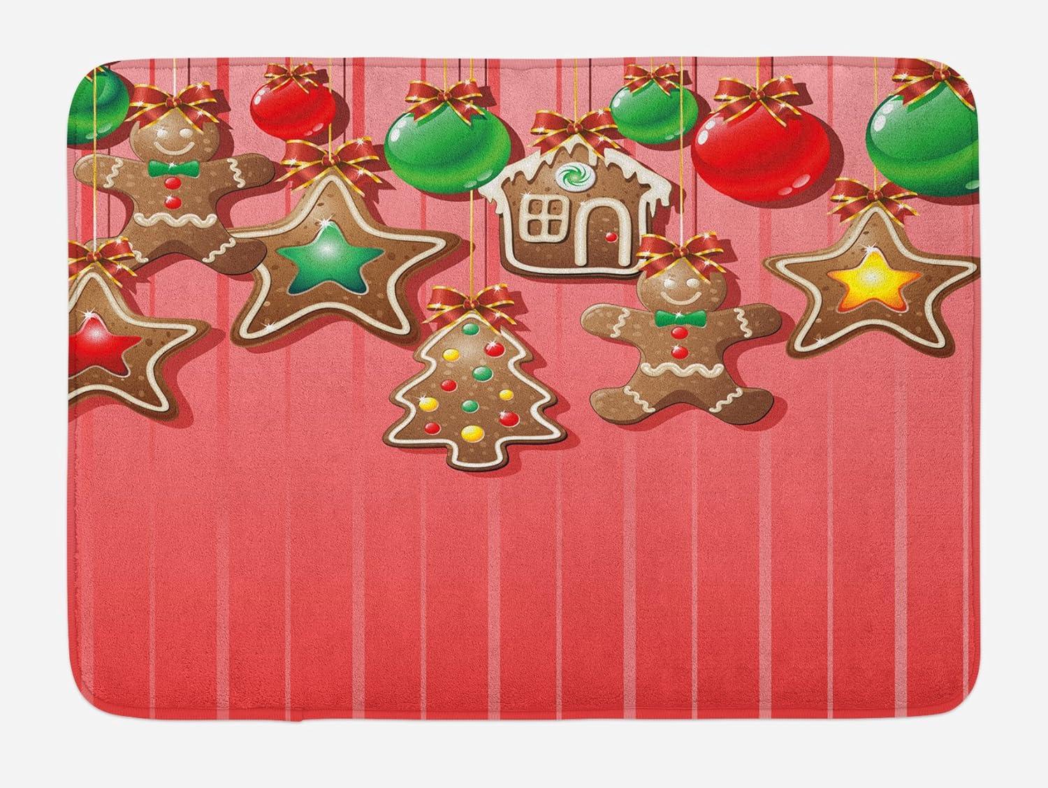 Gingerbread Man Christmas Cookies Non-Slip Bath Mat