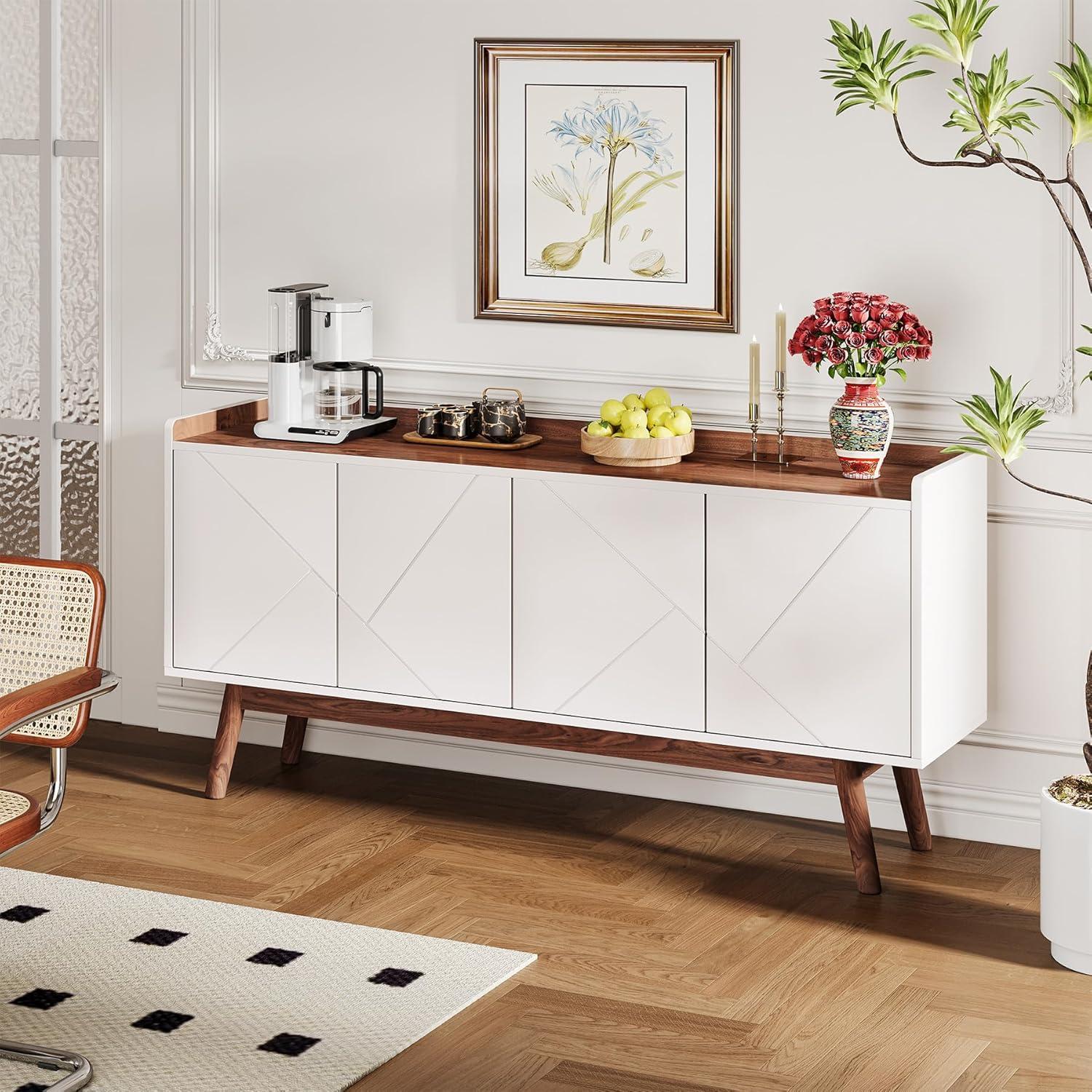 Tribesigns 55" W Buffets Sideboards Cabinet, White