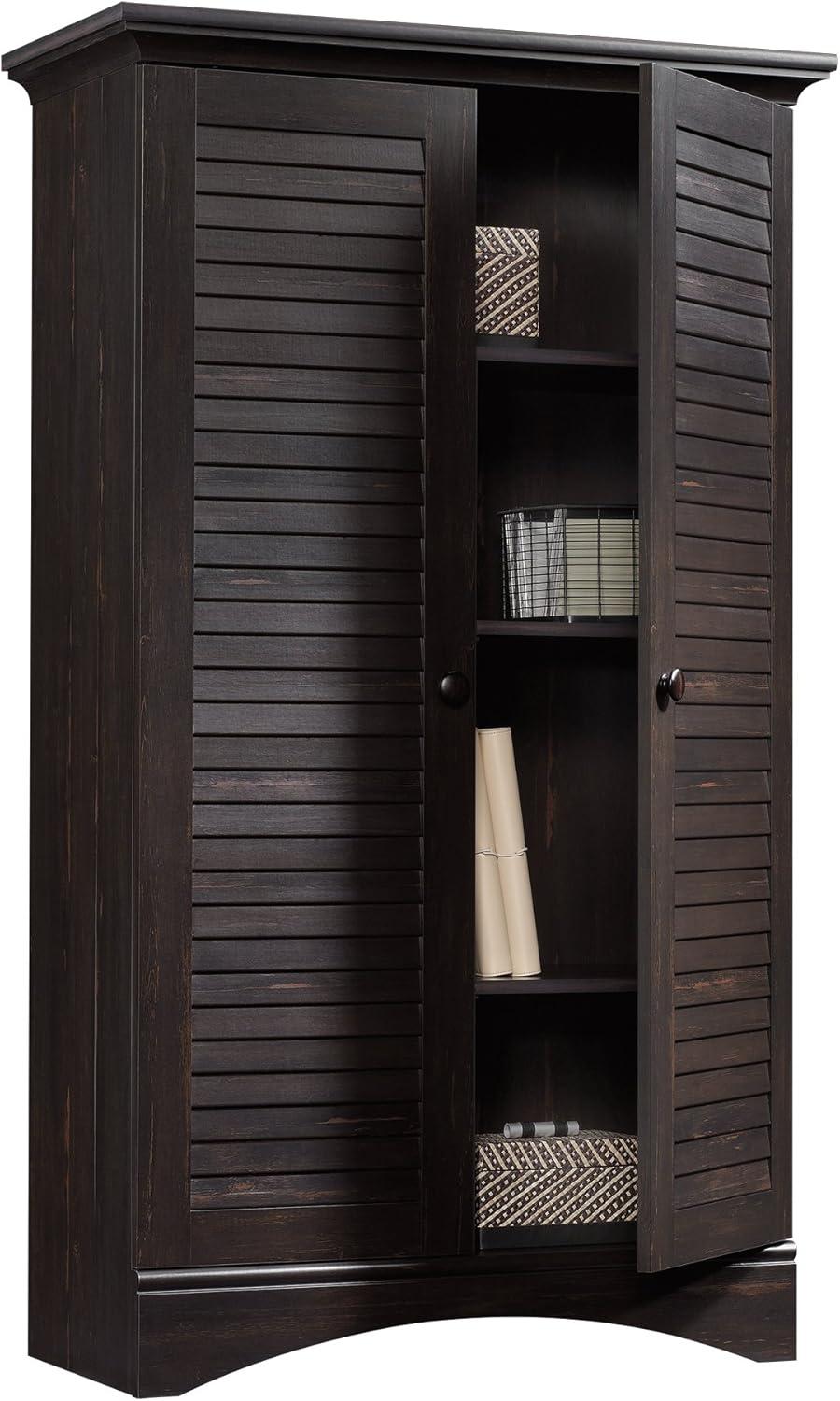 Harbor View Dark Brown MDF Storage Cabinet with Adjustable Shelves