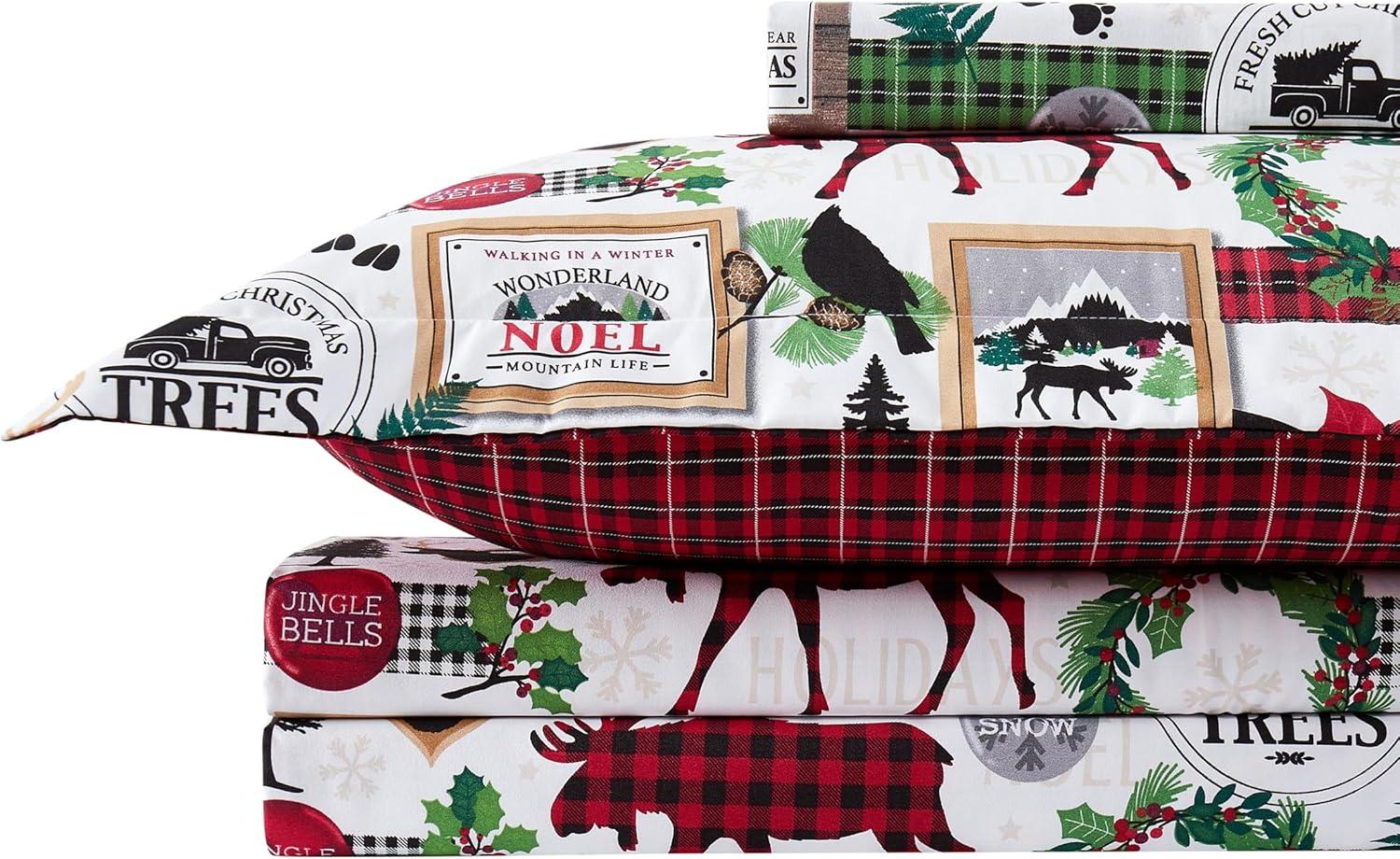 Red Plaid Cabin Print King/California King Holiday Duvet Cover Set