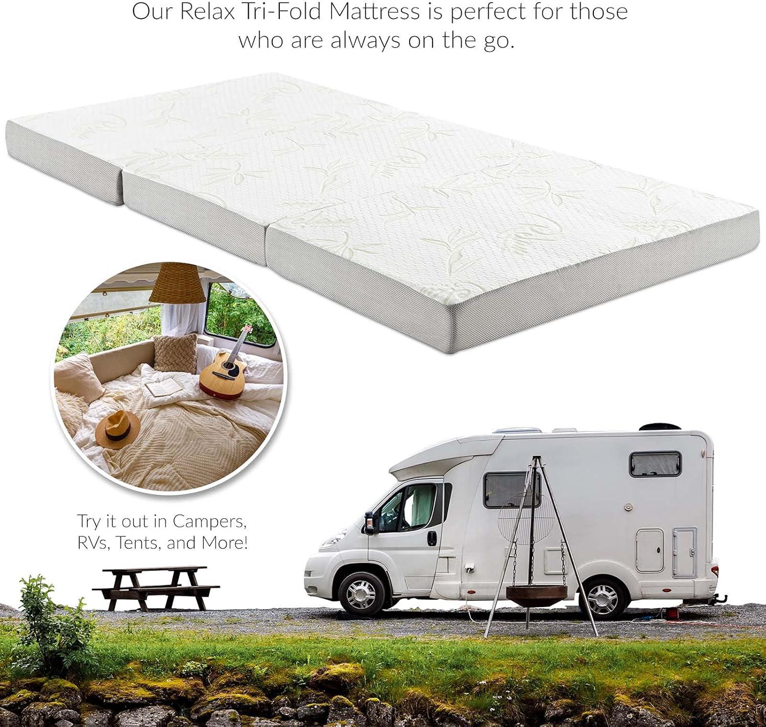 White 4" Tri-Fold Memory Foam Mattress Topper