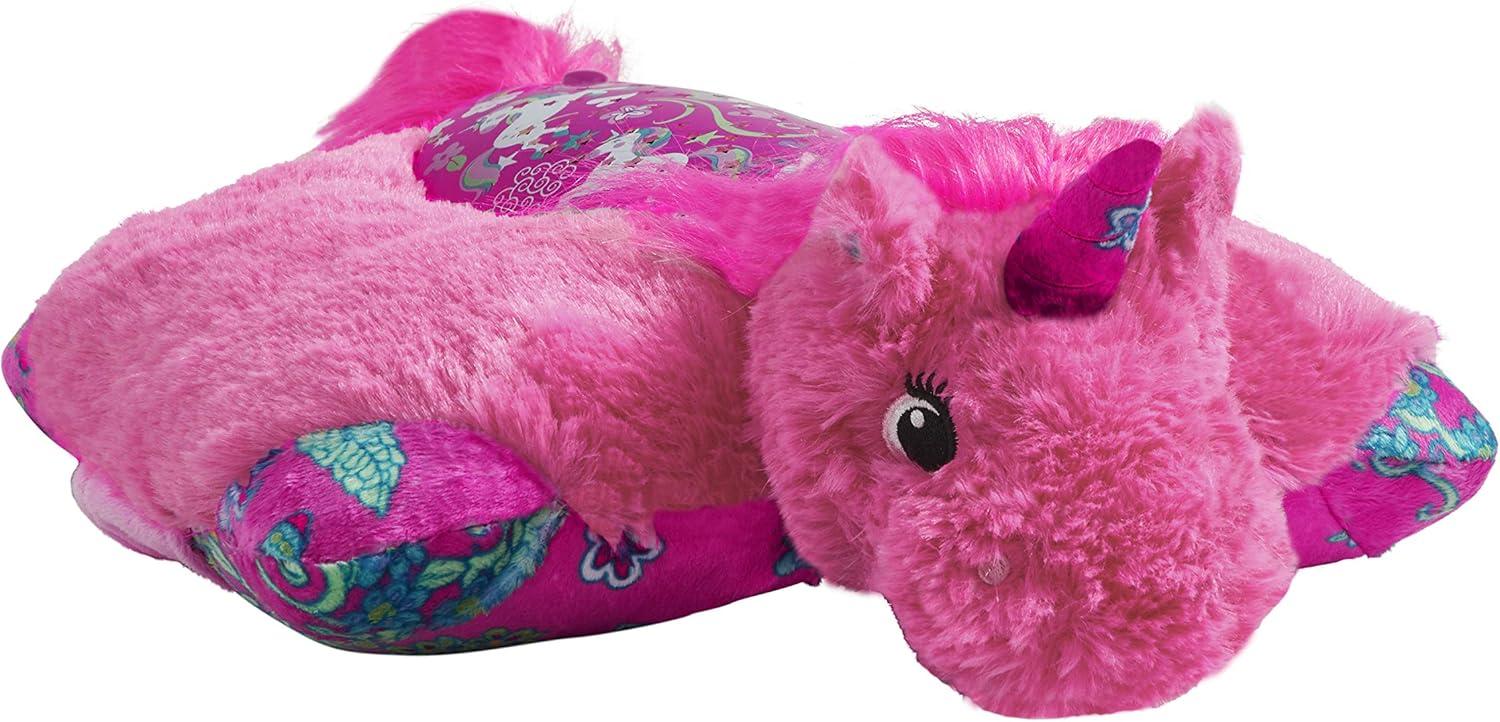 Pillow Pets 11" Pink Unicorn Plush Decorative Pillows, Projects Light & Glows