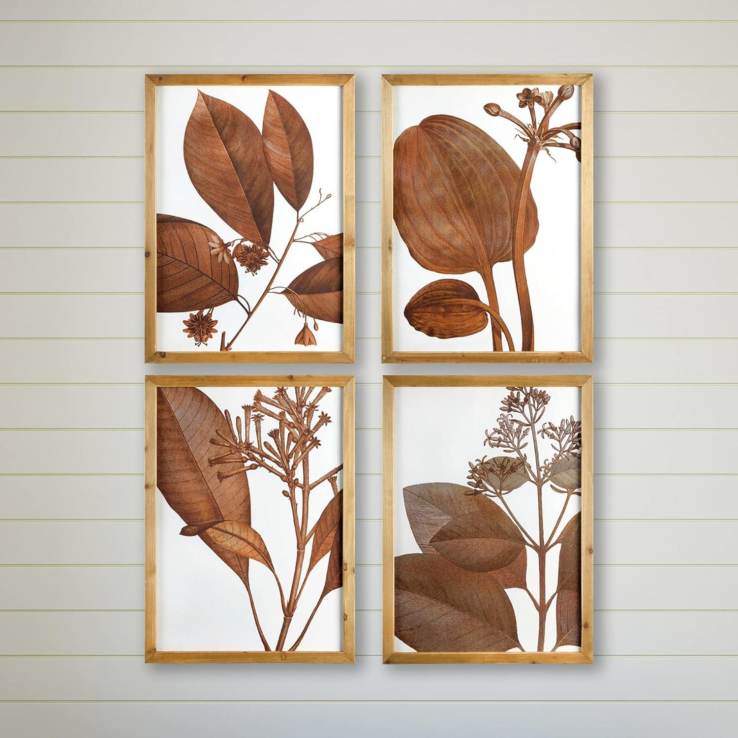 Brown Framed Botanical Graphic Art Prints Set of 4