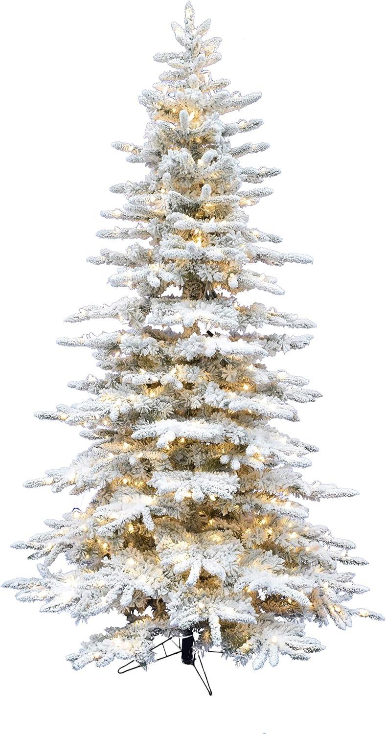 Christmas Time Christmas Time 6.5-Ft. Pre-Lit Snowy White Pine Artificial Christmas Tree with Clear LED Lights