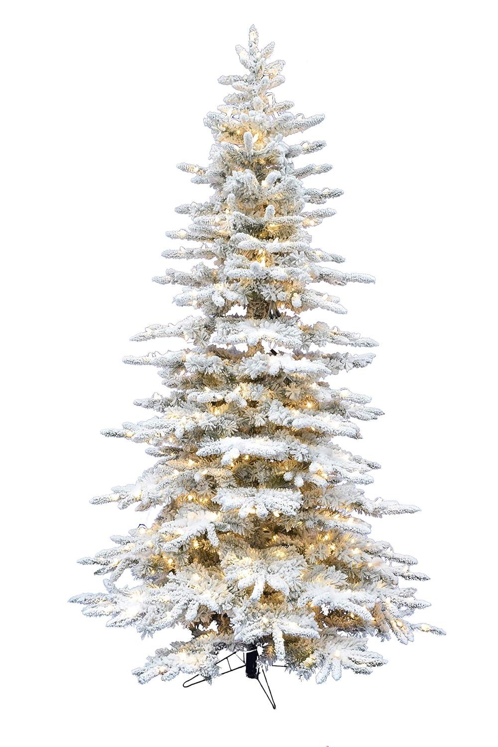 Christmas Time Christmas Time 6.5-Ft. Pre-Lit Snowy White Pine Artificial Christmas Tree with Clear LED Lights