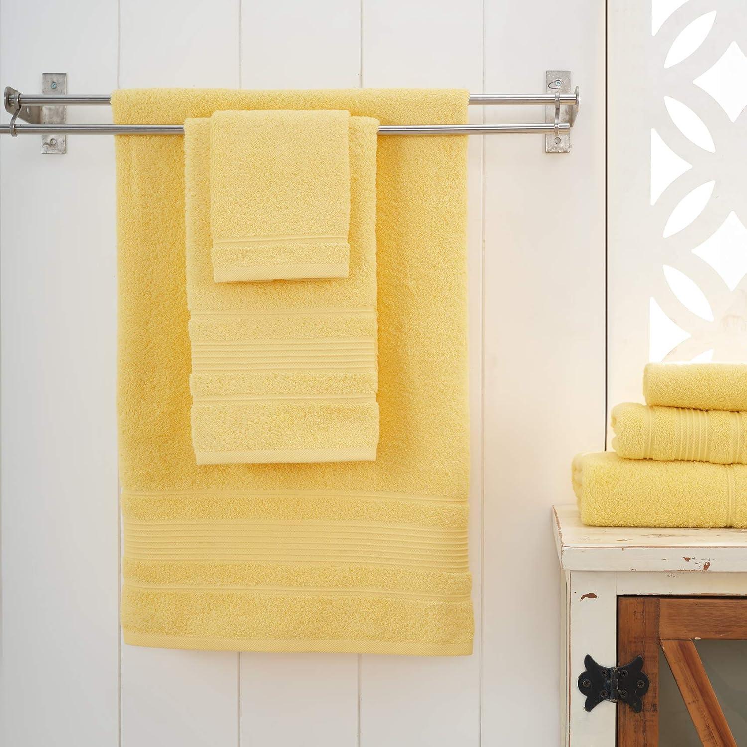 Qute Home Luxury 2 Piece Cotton Bath Towel Set, Yellow