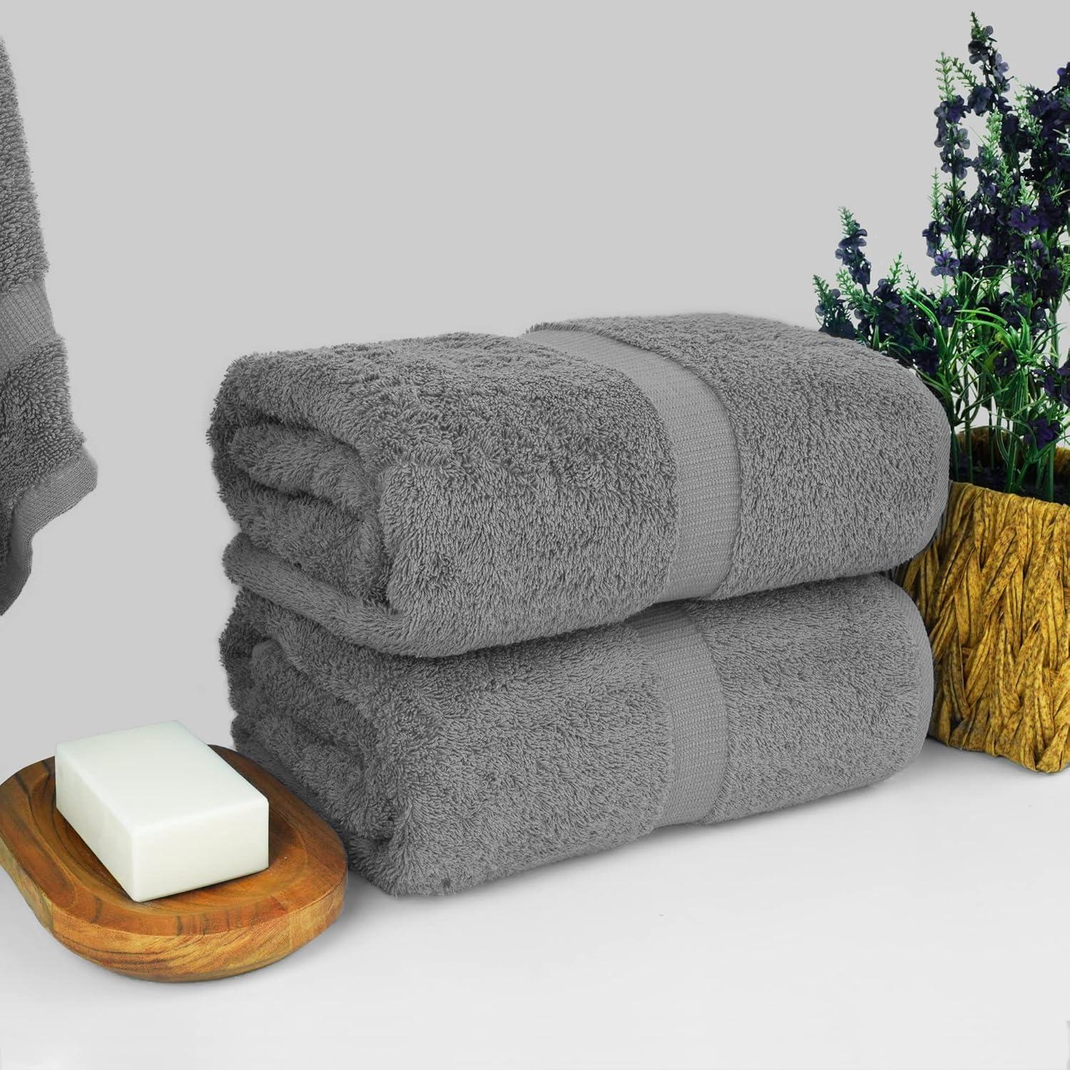 Oversized Gray Turkish Cotton Bath Towels Set