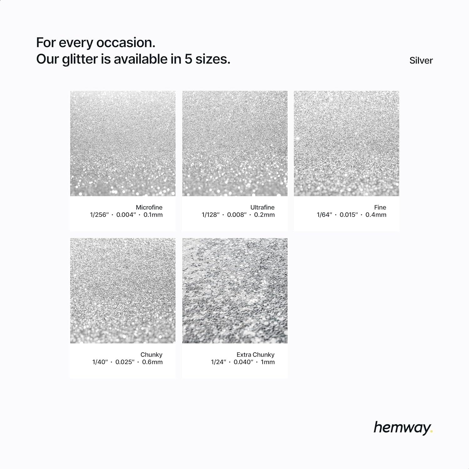 Hemway Glitter Paint Additive Crystals for Acrylic Emulsion Paint, Interior & Exterior Walls, Wood, Varnish, Matt, Gloss, Furniture 100g / 3.5oz - Ultrafine (1/128" 0.008" 0.2mm) - Silver Holographic