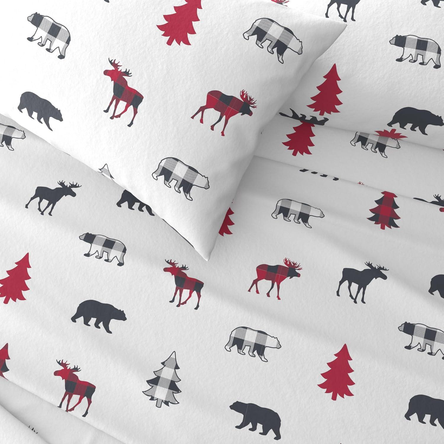 100% Cotton Lodge Printed Flannel Sheet Set