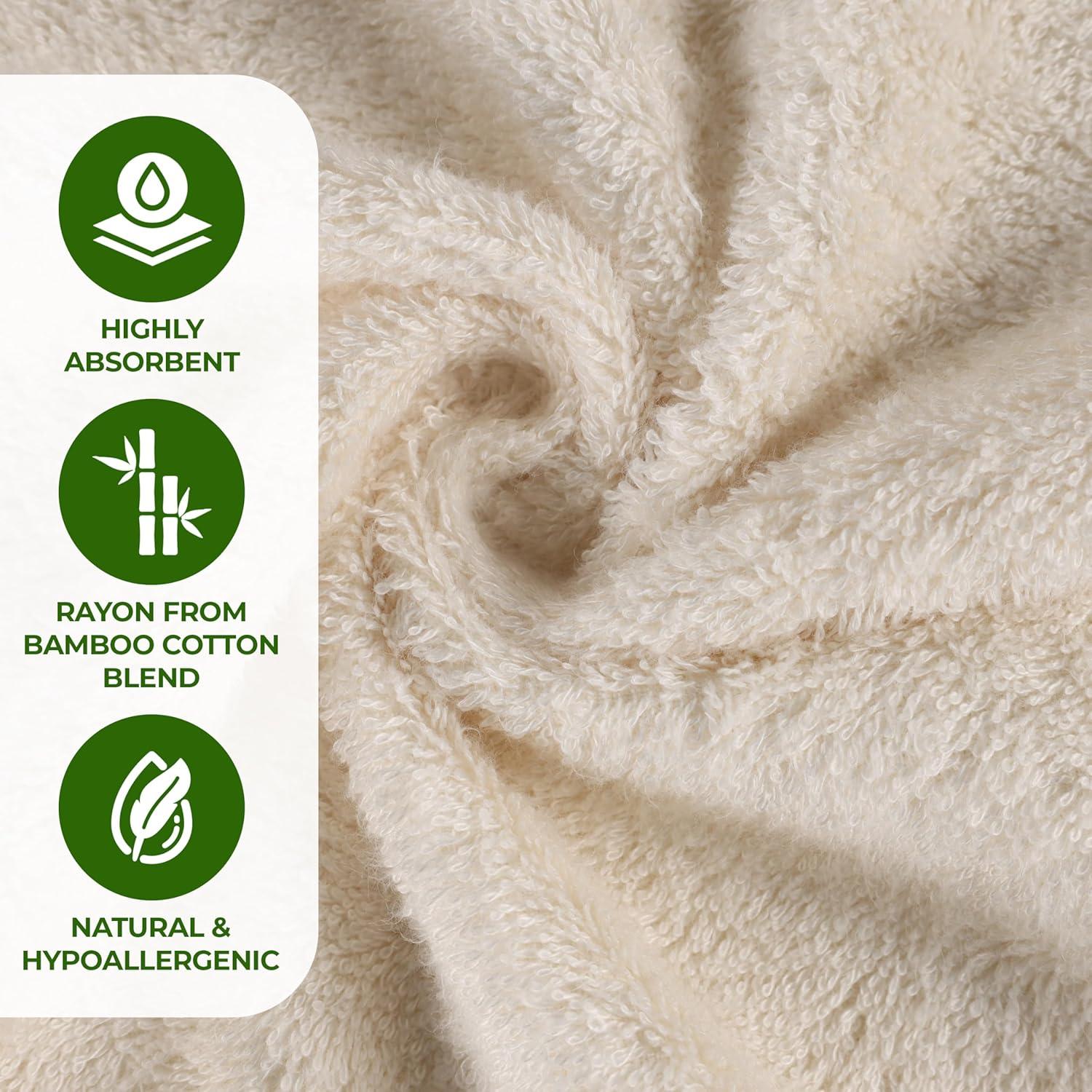 Superior Rayon from Bamboo Soft Modern 12-Piece Towel Set, Ivory