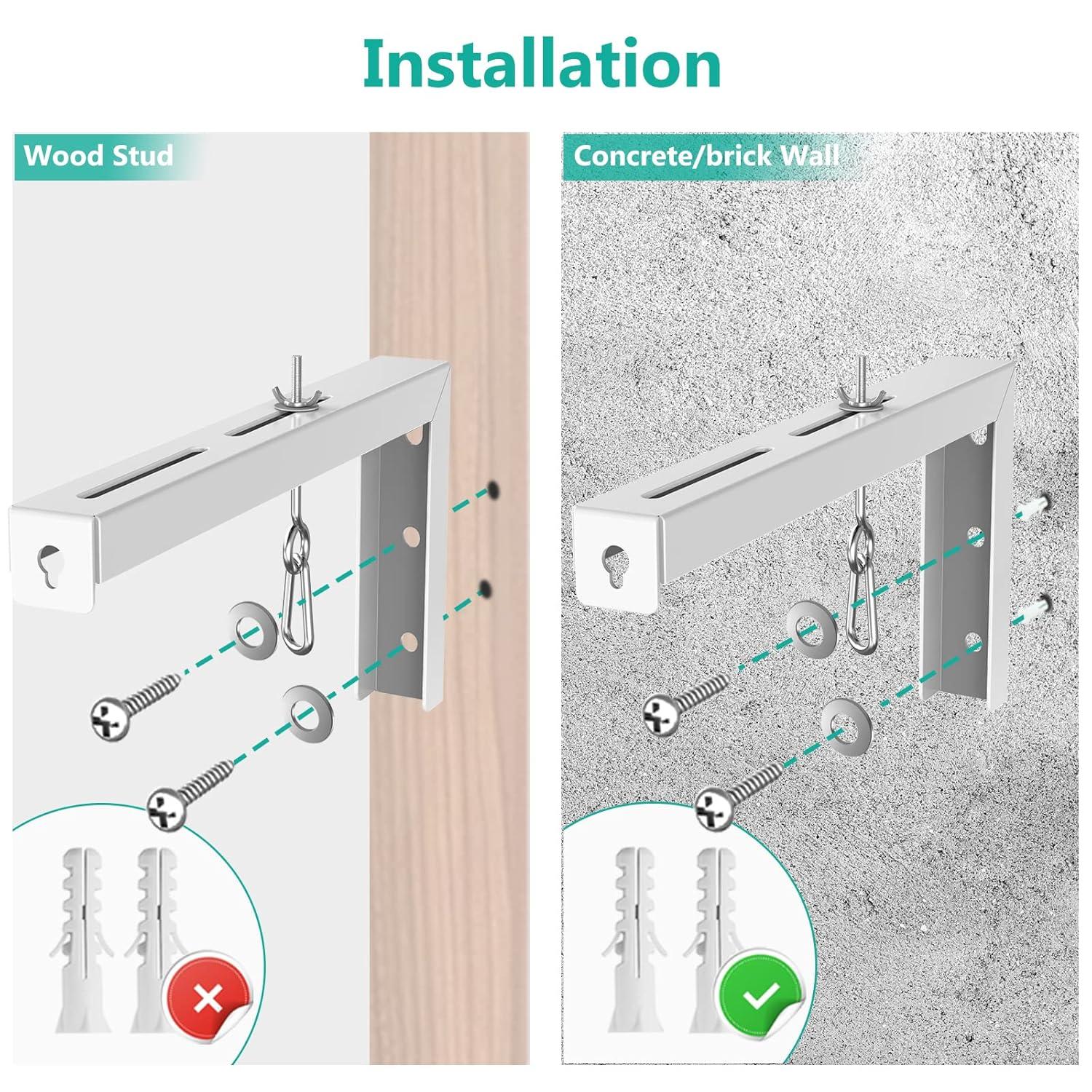 WALI Universal Projector Screen Ceiling Mount, Wall Hanging Mount L-Brackets, 12 inch Adjustable Extension with Hook Kit, Perfect Projector Screen Placement Hold up to 80 lbs (PSM001XL-W), White